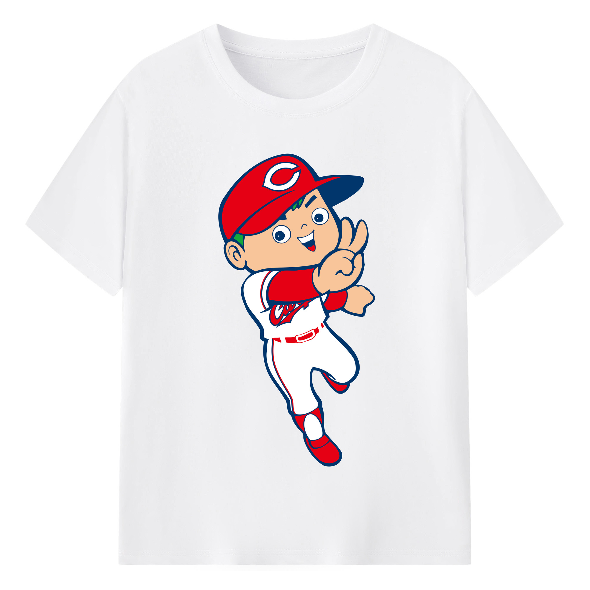 HIROSHIMA TOYO CARP MASCOT APPLICATION THROW Logo - 綿100％ 半袖Tシャツ ・ フロントプリント ・ 快適 通気性 ・ 日常使い 散歩 スポーツ用