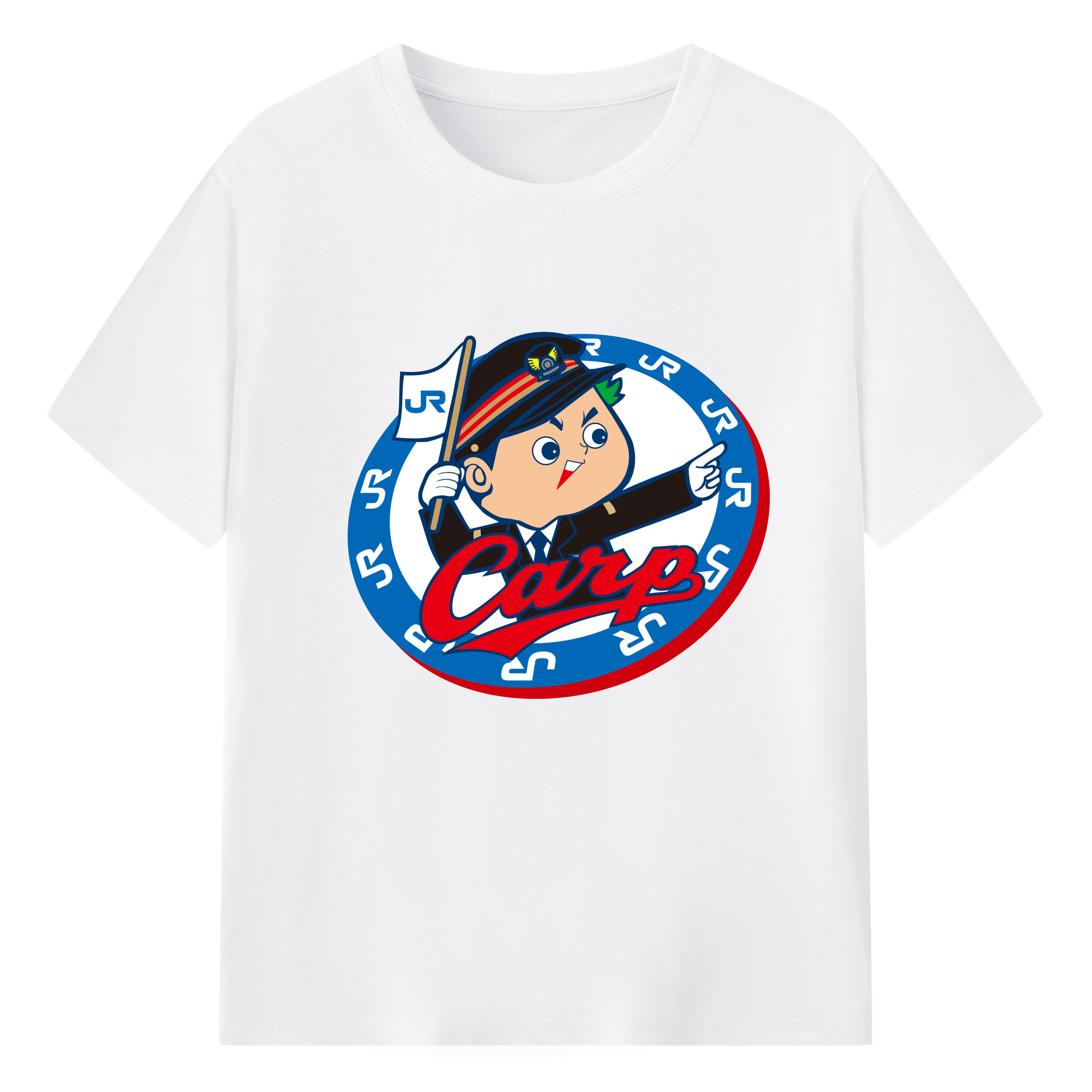 HIROSHIMA TOYO CARP MASCOT JR Logo - 綿100％ 半袖Tシャツ ・ フロントプリント ・ 快適 通気性 ・ 日常使い 散歩 スポーツ用