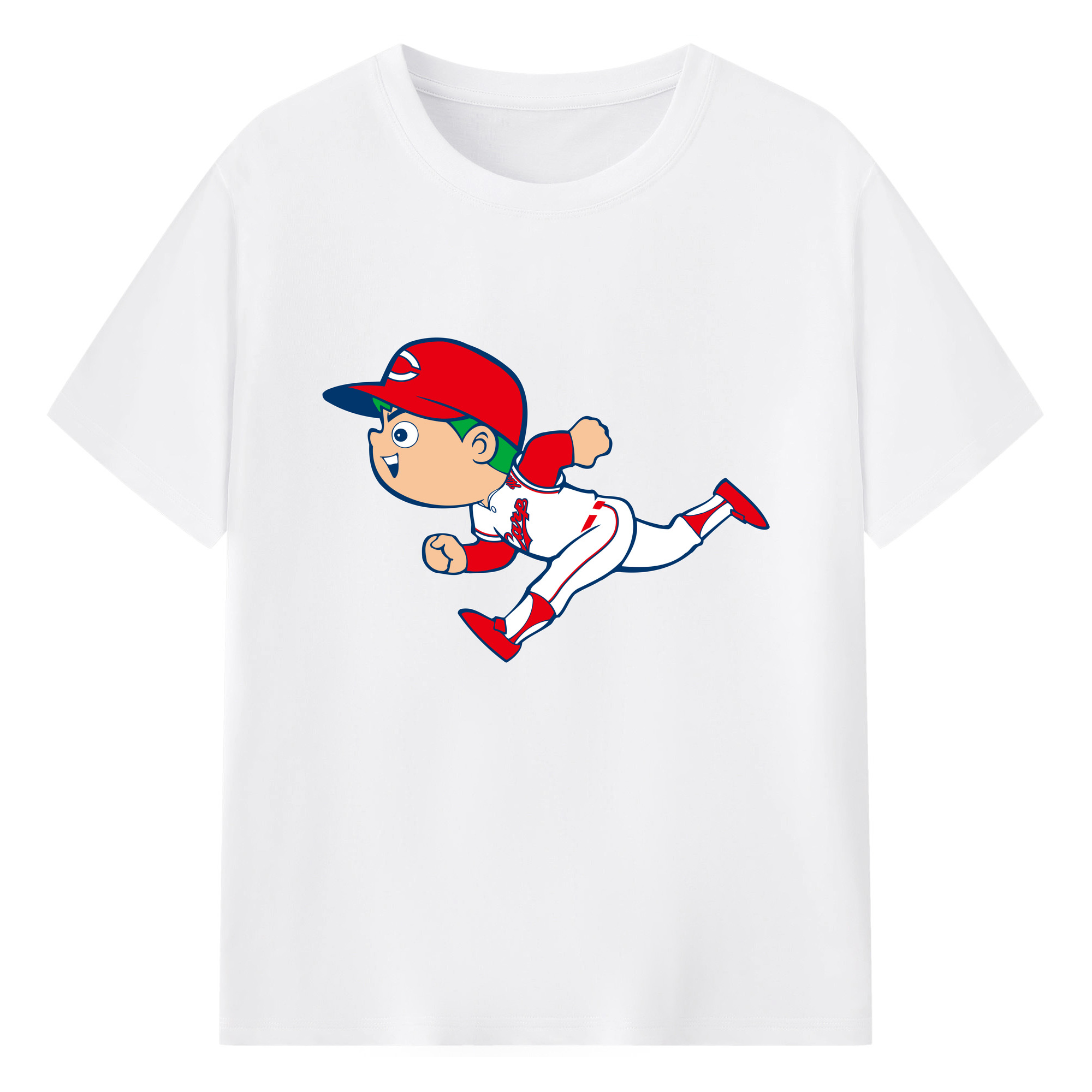 HIROSHIMA TOYO CARP MASCOT CARP BOYA RUNNING APPLICATION Logo - 綿100％ 半袖Tシャツ ・ フロントプリント ・ 快適 通気性 ・ 日常使い 散歩 スポーツ用
