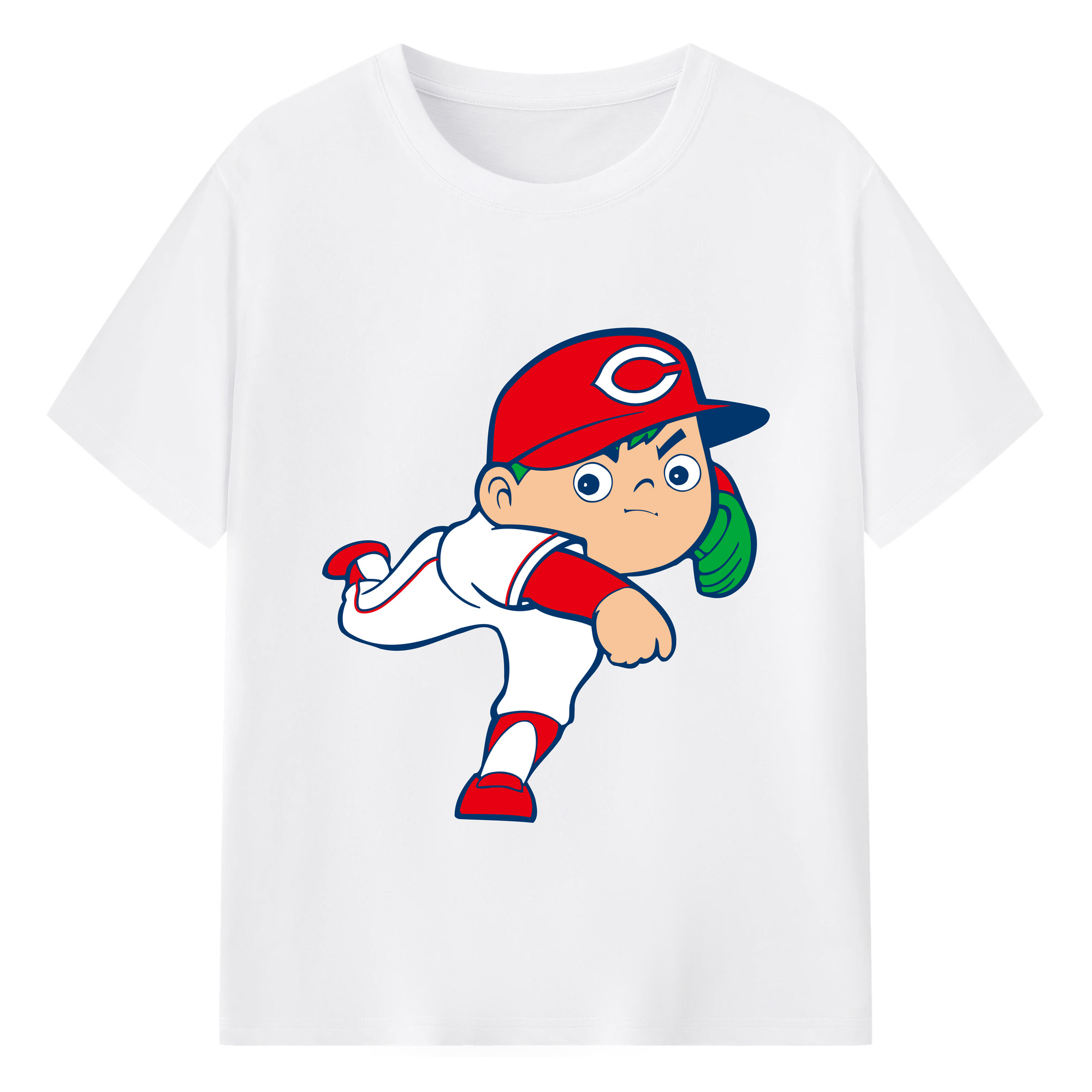 HIROSHIMA TOYO CARP MASCOT APPLICATION PITCHING Logo - 綿100％ 半袖Tシャツ ・ フロントプリント ・ 快適 通気性 ・ 日常使い 散歩 スポーツ用