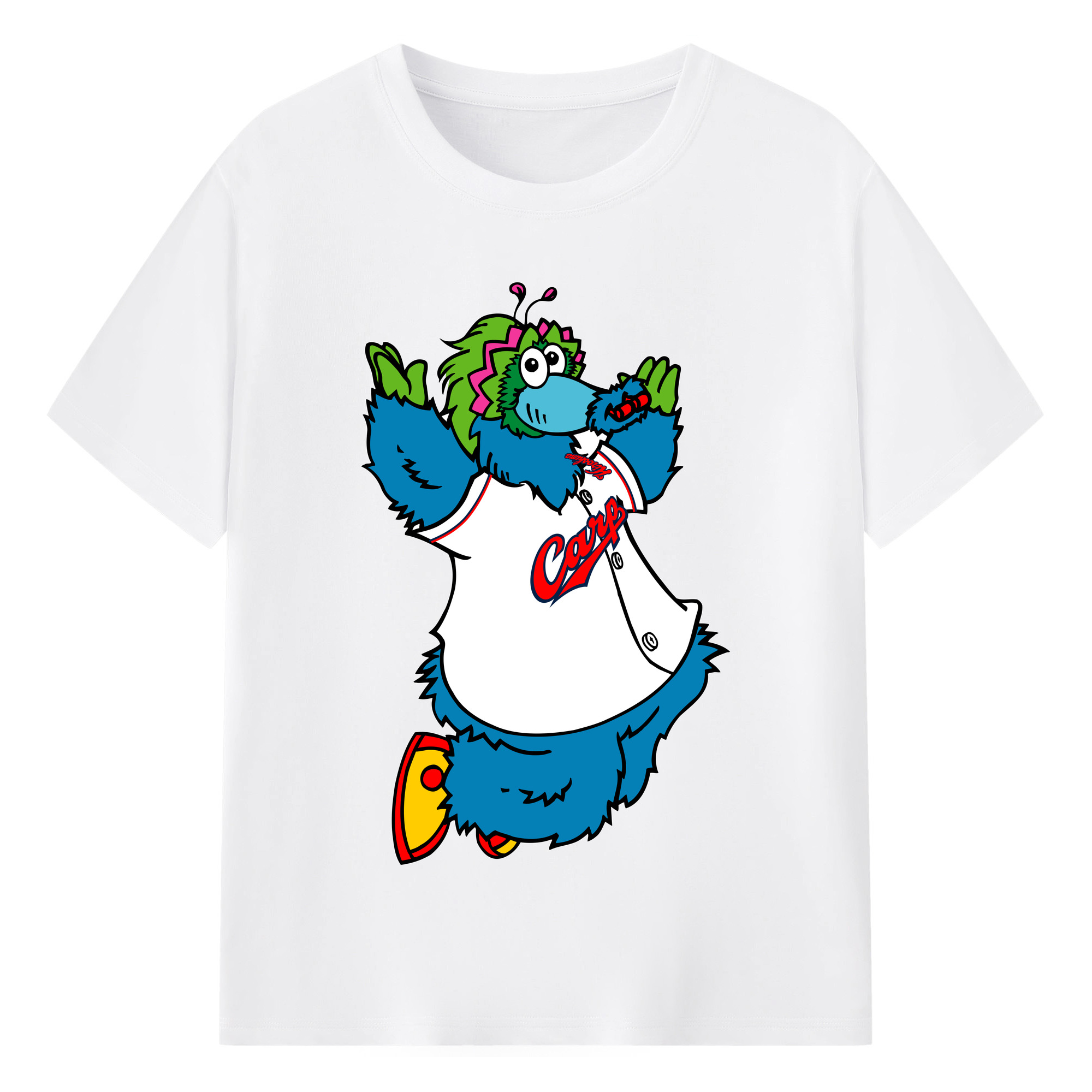 HIROSHIMA TOYO CARP MASCOT SLYLY APPLICATION JUMP Logo - 綿100％ 半袖Tシャツ ・ フロントプリント ・ 快適 通気性 ・ 日常使い 散歩 スポーツ用
