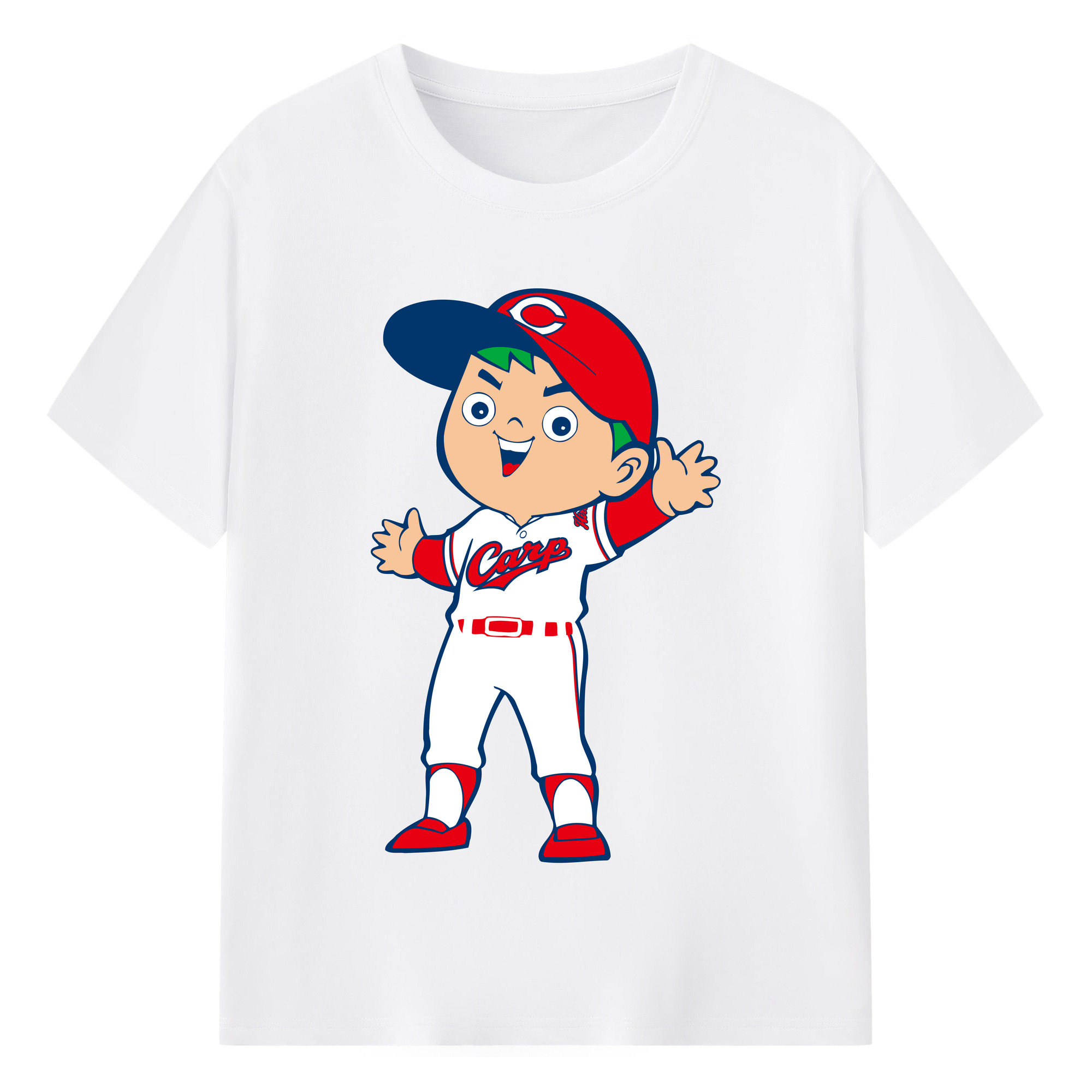 HIROSHIMA TOYO CARP CARP BOYA SLYLY Logo - 綿100％ 半袖Tシャツ ・ フロントプリント ・ 快適 通気性 ・ 日常使い 散歩 スポーツ用