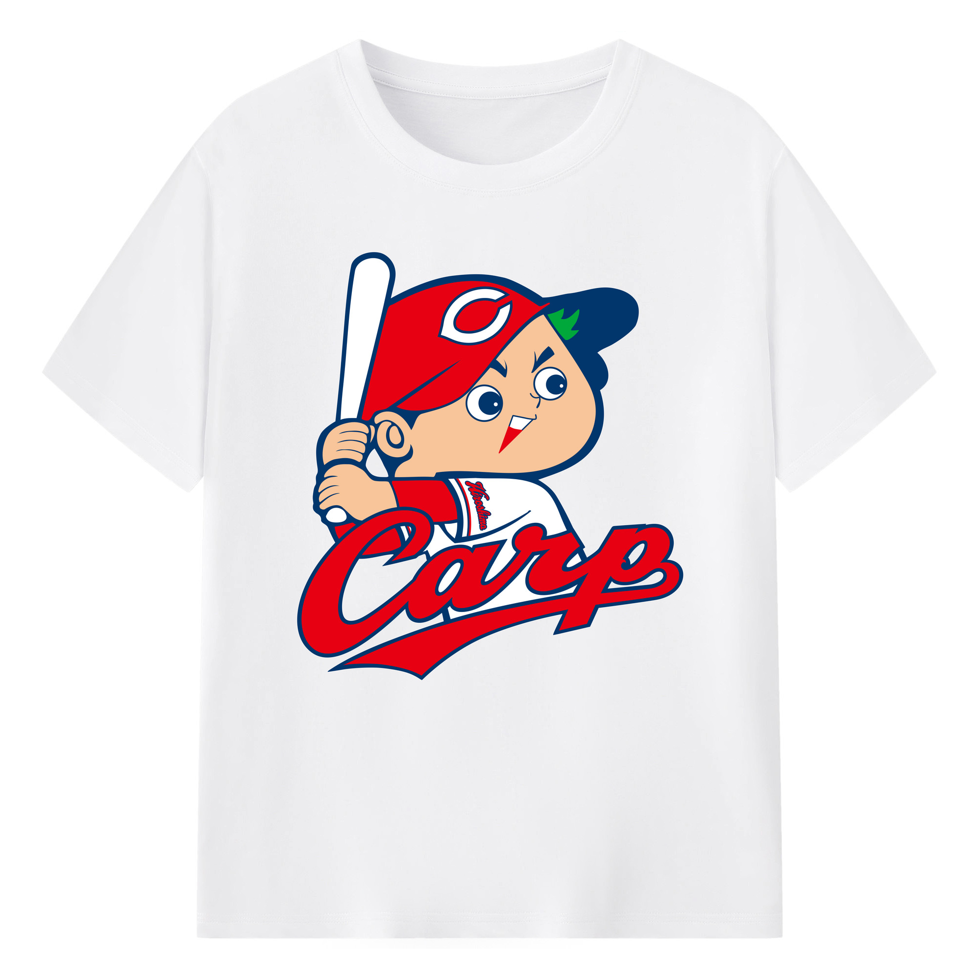 HIROSHIMA TOYO CARP MASCOT CARP BOYA ORIGINAL Logo - 綿100％ 半袖Tシャツ ・ フロントプリント ・ 快適 通気性 ・ 日常使い 散歩 スポーツ用