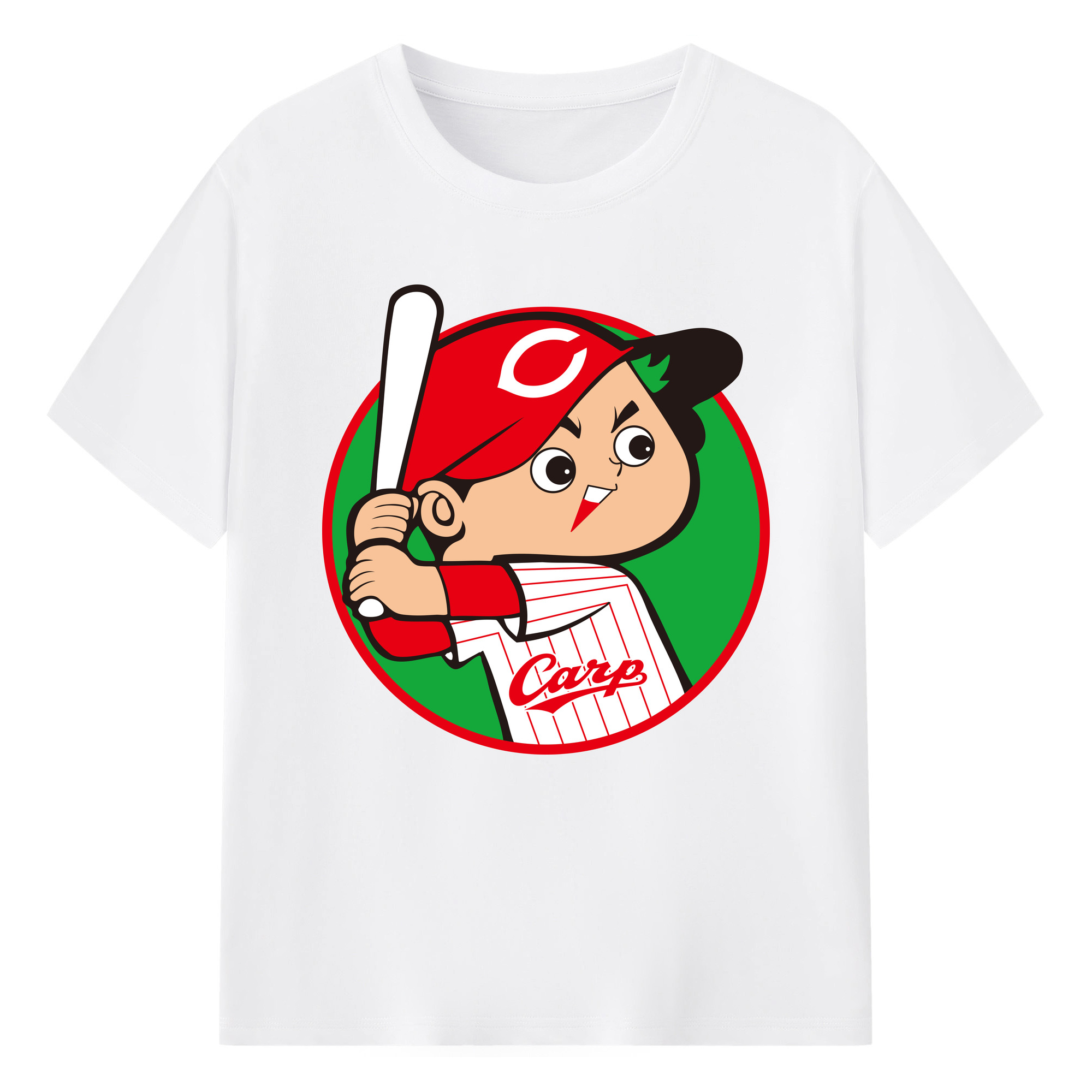 HIROSHIMA TOYO CARP MASCOT CARP BOYA OLD Logo - 綿100％ 半袖Tシャツ ・ フロントプリント ・ 快適 通気性 ・ 日常使い 散歩 スポーツ用