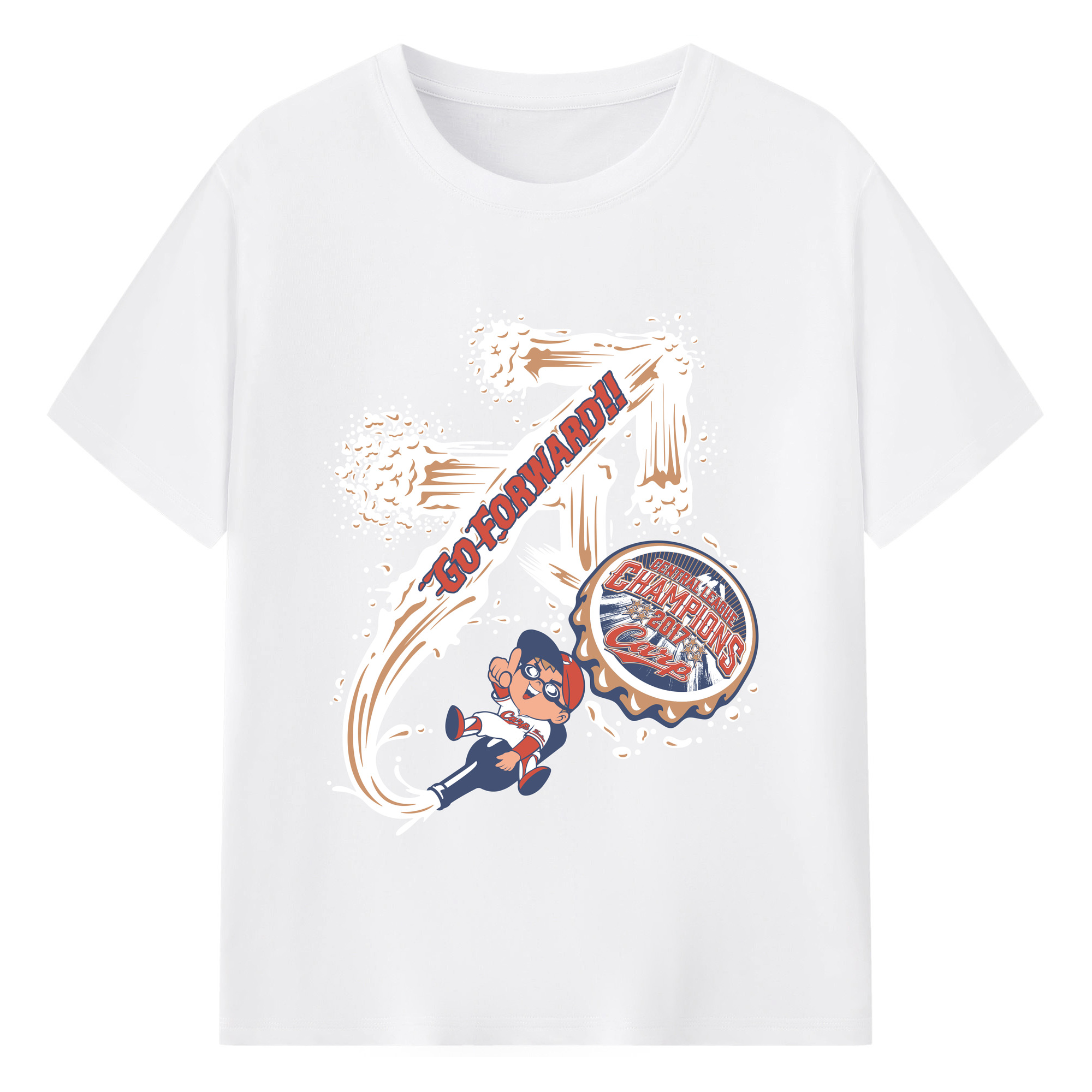 HIROSHIMA TOYO CARP 2017 GO FORWARD Logo - 綿100％ 半袖Tシャツ ・ フロントプリント ・ 快適 通気性 ・ 日常使い 散歩 スポーツ用