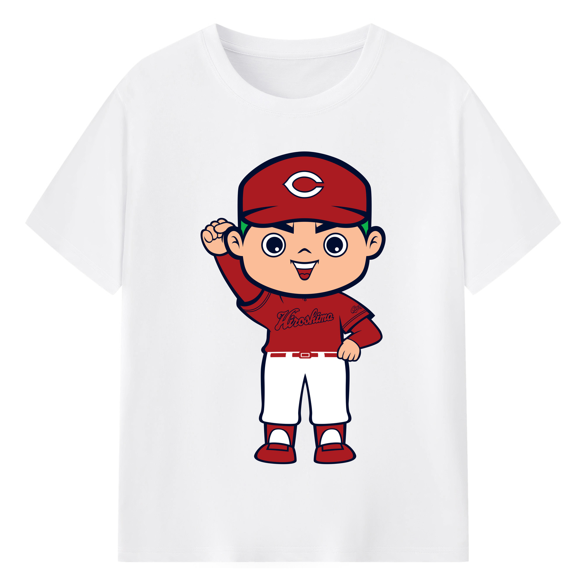 HIROSHIMA TOYO CARP MASCOT CARP BOYA 2023 VISITOR UNIFORM APPLICATION FIGHTING Logo - 綿100％ 半袖Tシャツ ・ フロントプリント ・ 快適 通気性 ・ 日常使い 散歩 スポーツ用