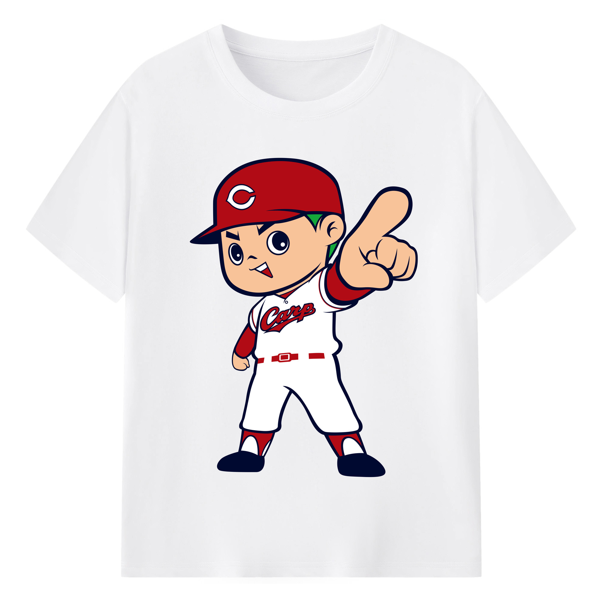 HIROSHIMA TOYO CARP MASCOT CARP BOYA 2023 HOME UNIFORM APPLICATION INDICIATION Logo - 綿100％ 半袖Tシャツ ・ フロントプリント ・ 快適 通気性 ・ 日常使い 散歩 スポーツ用