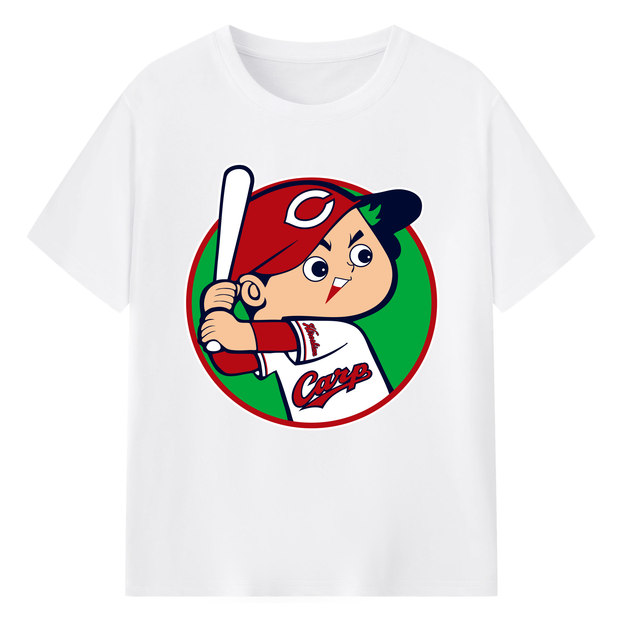 HIROSHIMA TOYO CARP EMBLEM 2023 ORIGINAL APPLICATION BACKGROUND Logo - 綿100％ 半袖Tシャツ ・ フロントプリント ・ 快適 通気性 ・ 日常使い 散歩 スポーツ用
