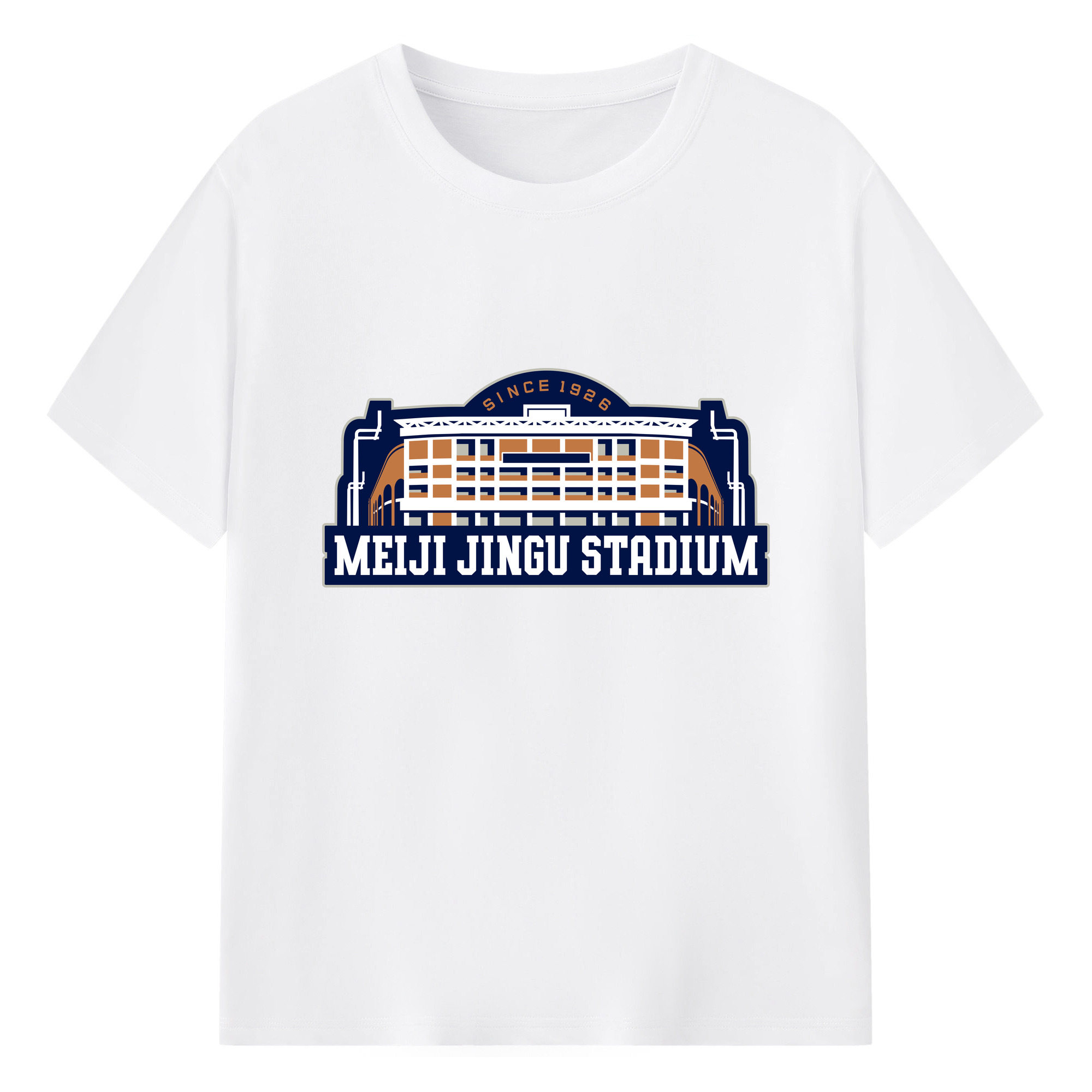 MEIJI JINGU STADIUM Logo - 綿100％ 半袖Tシャツ ・ フロントプリント ・ 快適 通気性 ・ 日常使い 散歩 スポーツ用