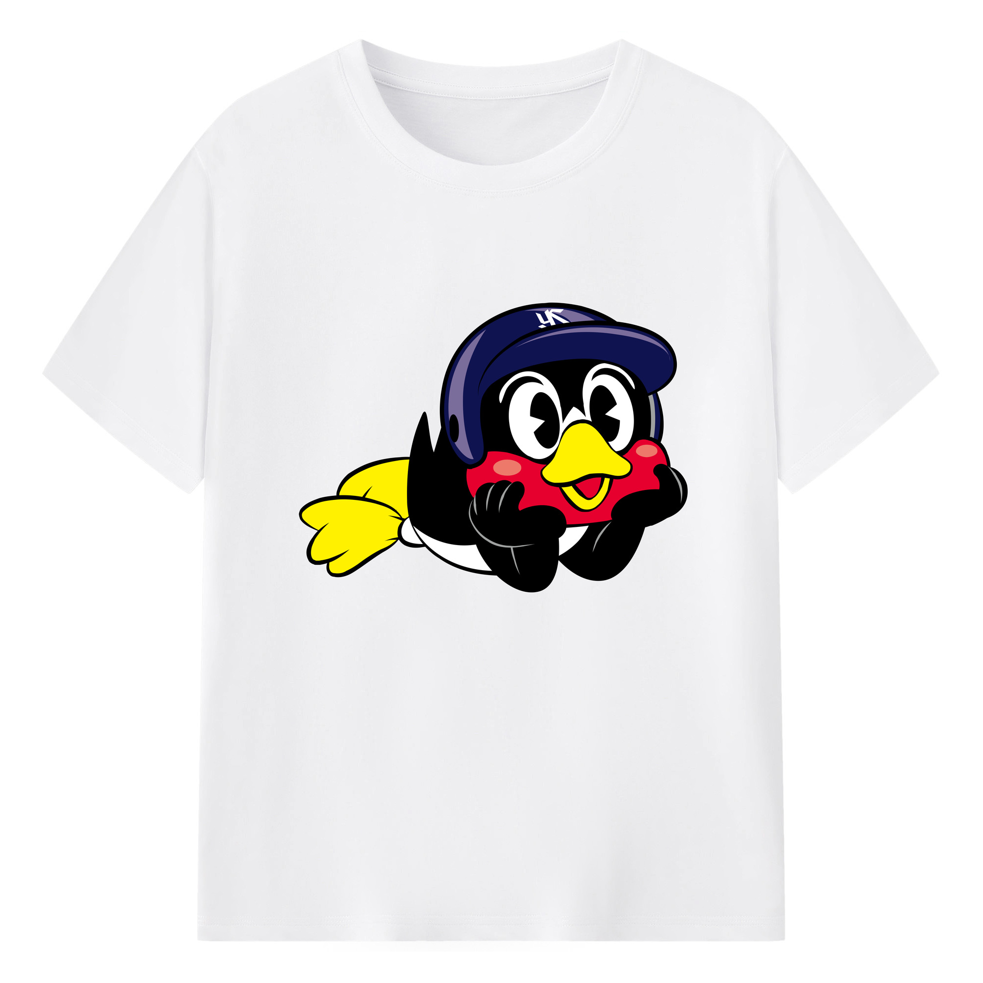 TOKYO YAKULT SWALLOWS MASCOT TSUBAKURO APPLICATION LIE DOWN FORWARD Logo - 綿100％ 半袖Tシャツ ・ フロントプリント ・ 快適 通気性 ・ 日常使い 散歩 スポーツ用
