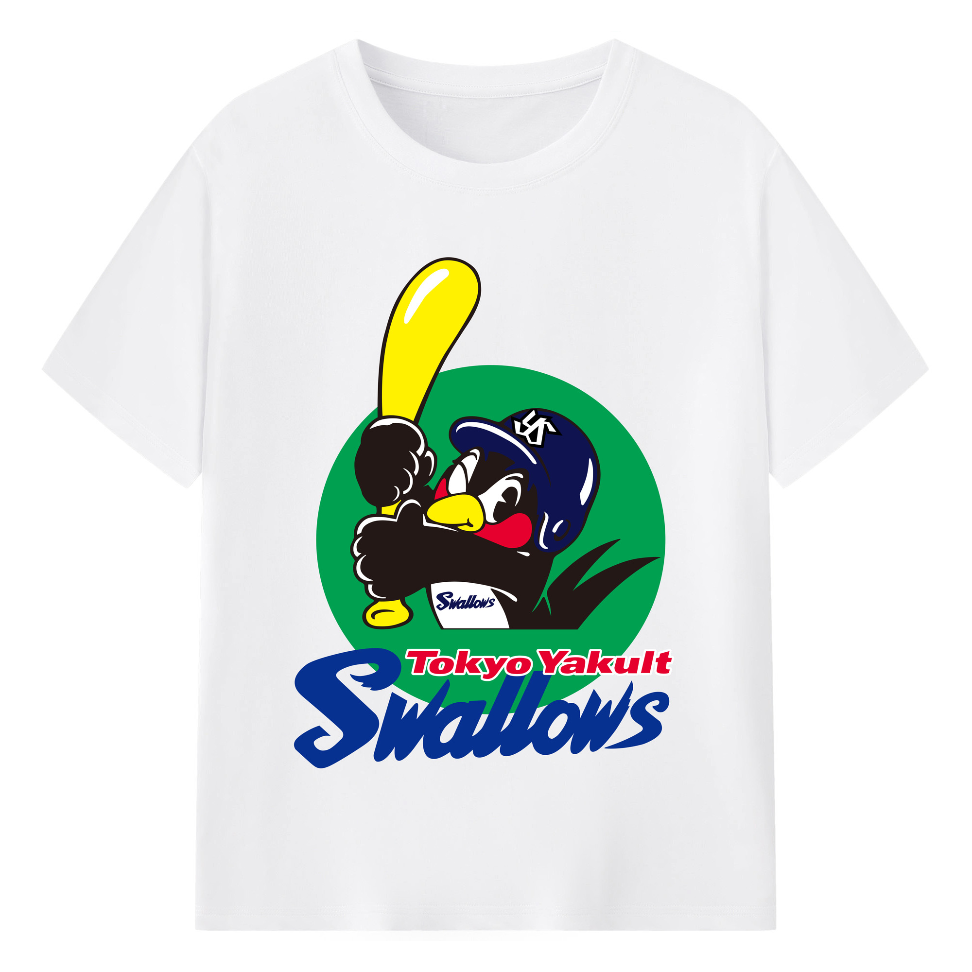 TOKYO YAKULT SWALLOWS Logo - 綿100％ 半袖Tシャツ ・ フロントプリント ・ 快適 通気性 ・ 日常使い 散歩 スポーツ用