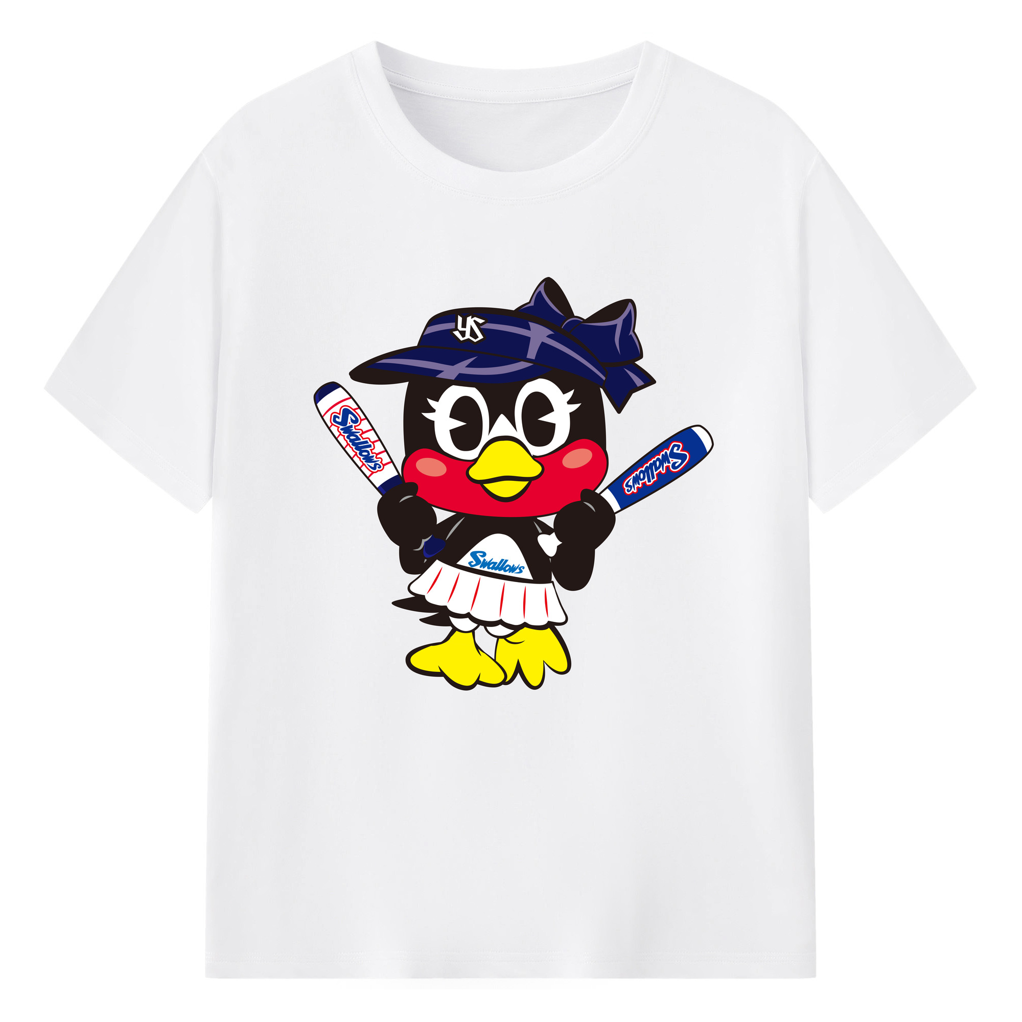 TOKYO YAKULT SWALLOWS MASCOT TSUBAMI APPLICATION CHEER BAT Logo - 綿100％ 半袖Tシャツ ・ フロントプリント ・ 快適 通気性 ・ 日常使い 散歩 スポーツ用
