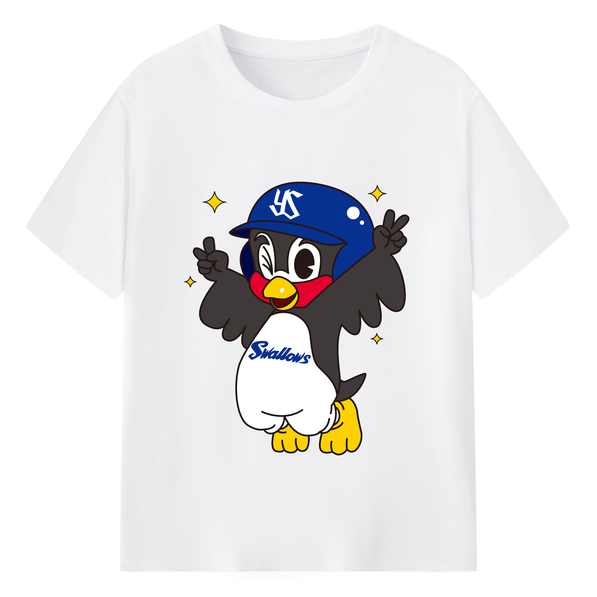 TOKYO YAKULT SWALLOWS MASCOT - 綿100％ 半袖Tシャツ ・ フロントプリント ・ 快適 通気性 ・ 日常使い 散歩 スポーツ用