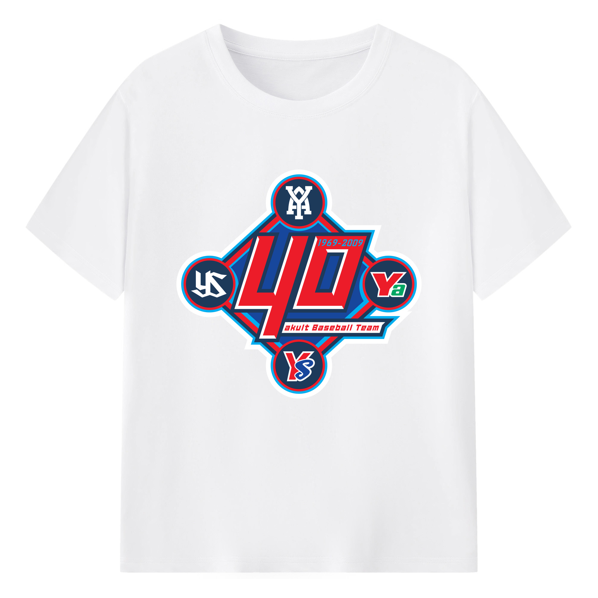 TOKYO YAKULT SWALLOWS 40TH ANNIVERSARY Logo - 綿100％ 半袖Tシャツ ・ フロントプリント ・ 快適 通気性 ・ 日常使い 散歩 スポーツ用