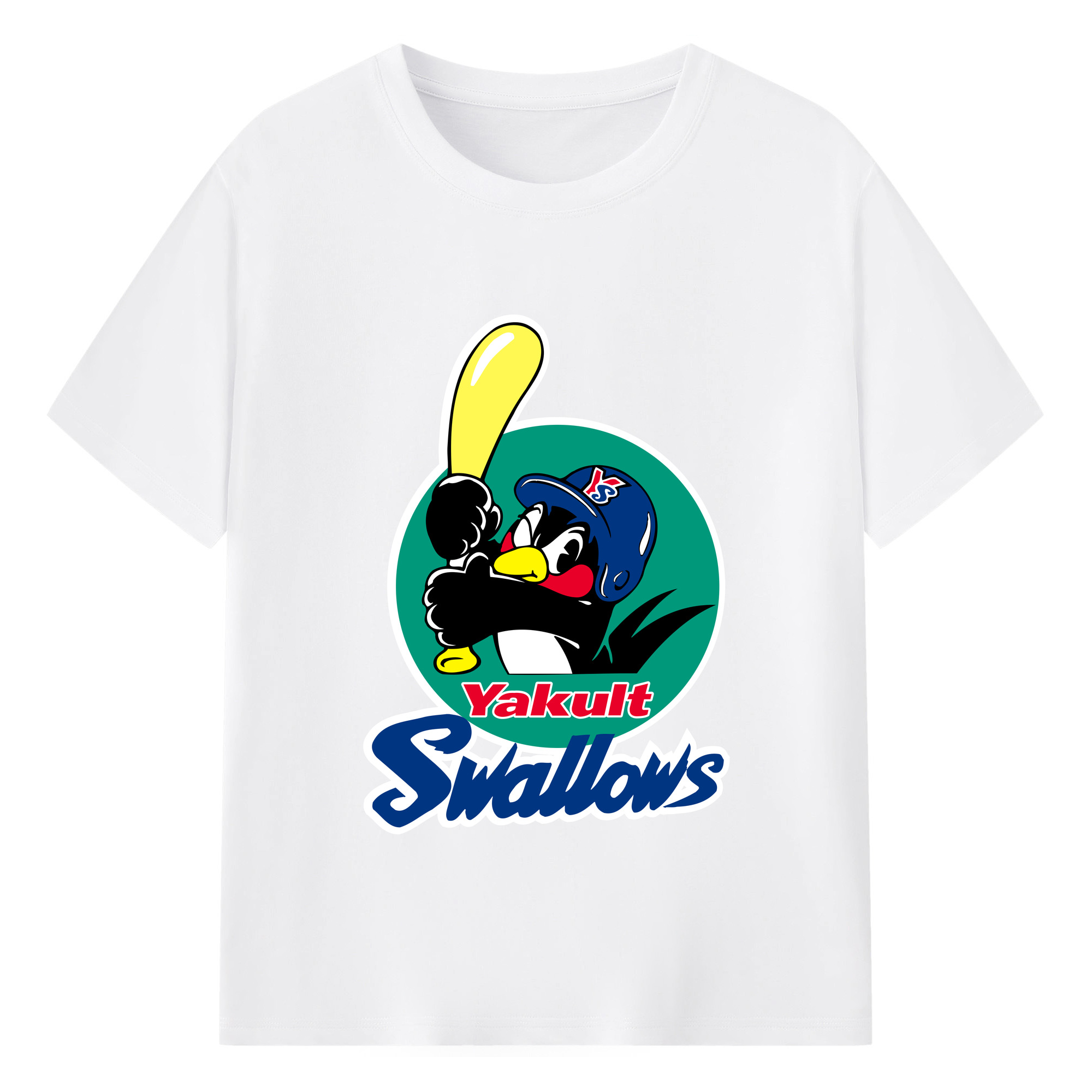 YAKULT SWALLOWS EMBLEM ORIGINAL Logo - 綿100％ 半袖Tシャツ ・ フロントプリント ・ 快適 通気性 ・ 日常使い 散歩 スポーツ用