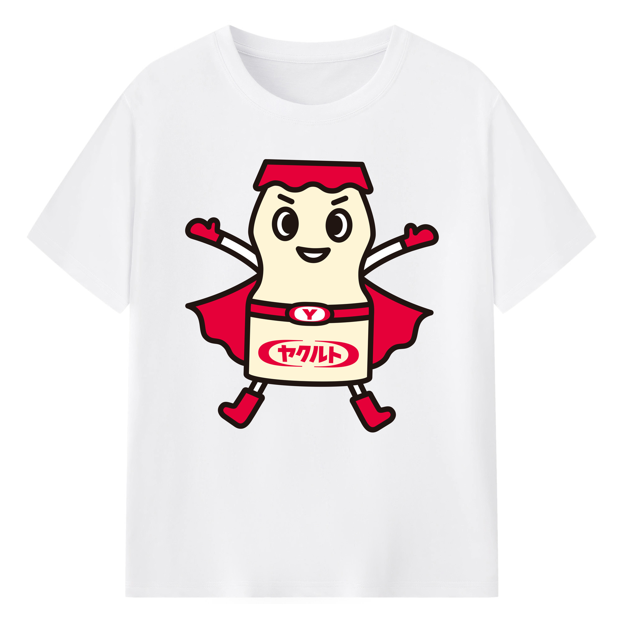 YAKULT YAKULTMAN Logo - 綿100％ 半袖Tシャツ ・ フロントプリント ・ 快適 通気性 ・ 日常使い 散歩 スポーツ用