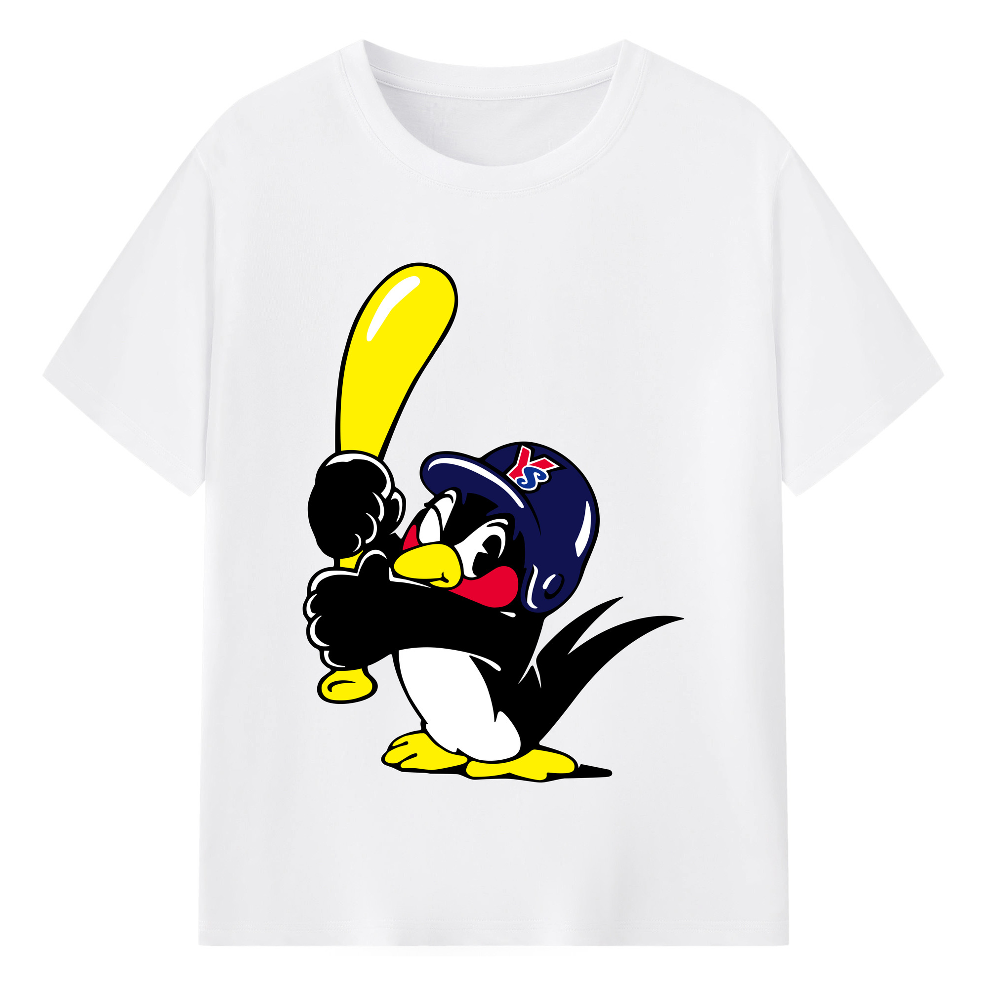 TOKYO YAKULT SWALLOWS MASCOT TSUBAKURO OLD ORIGINAL Logo - 綿100％ 半袖Tシャツ ・ フロントプリント ・ 快適 通気性 ・ 日常使い 散歩 スポーツ用