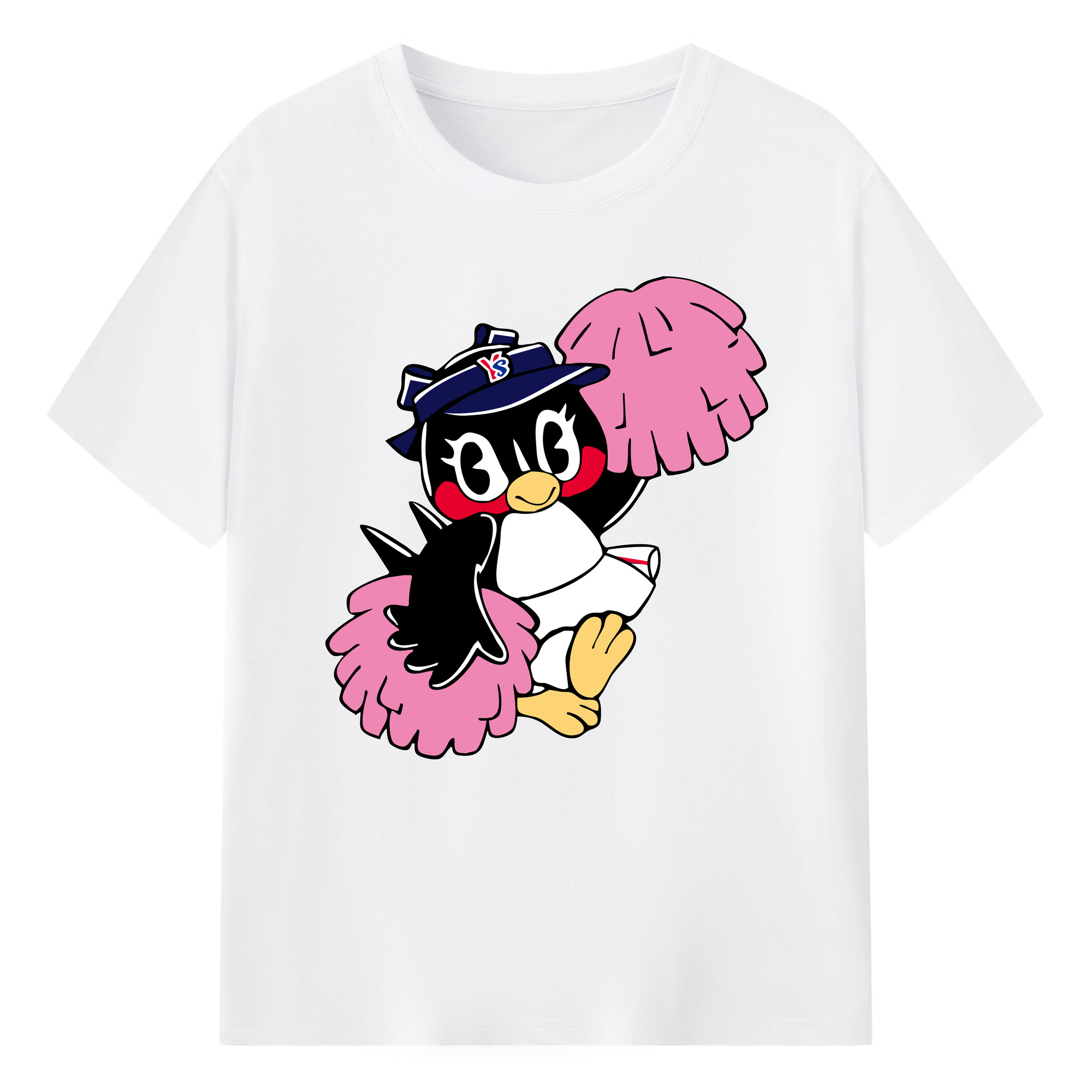 TOKYO YAKULT SWALLOWS MASCOT TSUBAMI OLD CHEER APPLICATION Logo - 綿100％ 半袖Tシャツ ・ フロントプリント ・ 快適 通気性 ・ 日常使い 散歩 スポーツ用