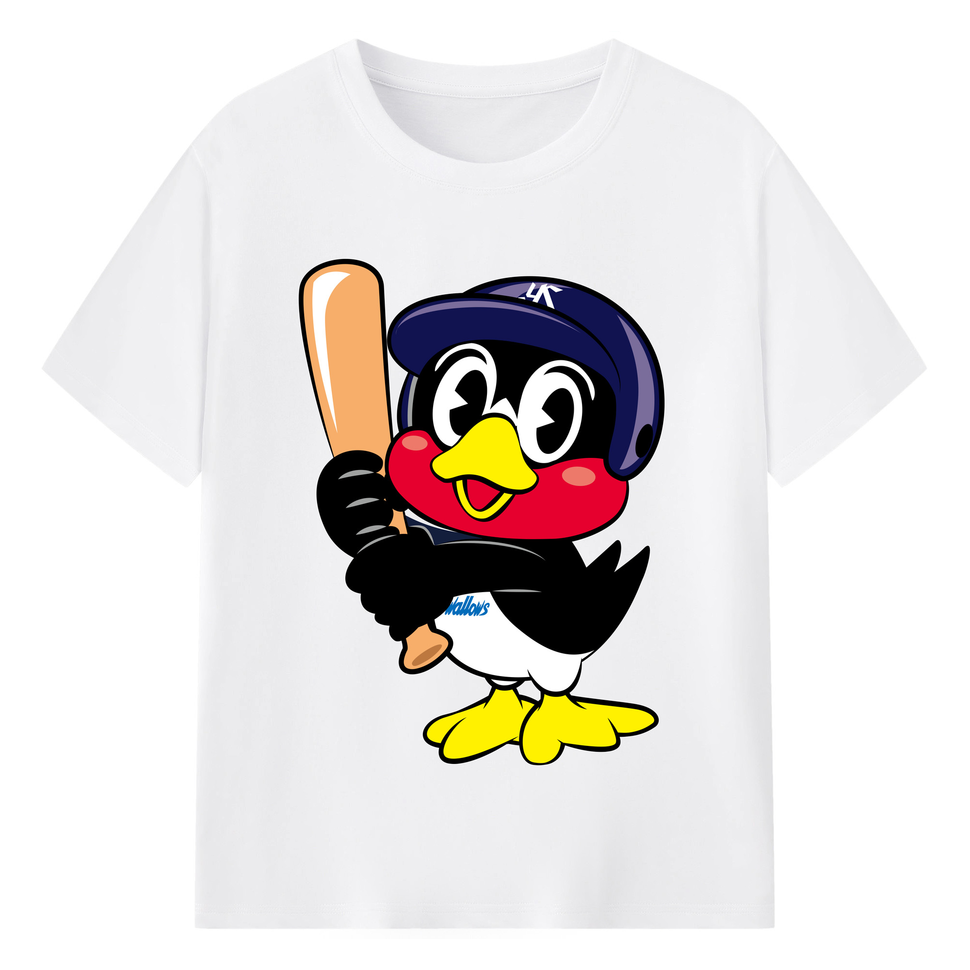 TOKYO YAKULT SWALLOWS MASCOT TSUBAKURO ORIGINAL Logo - 綿100％ 半袖Tシャツ ・ フロントプリント ・ 快適 通気性 ・ 日常使い 散歩 スポーツ用