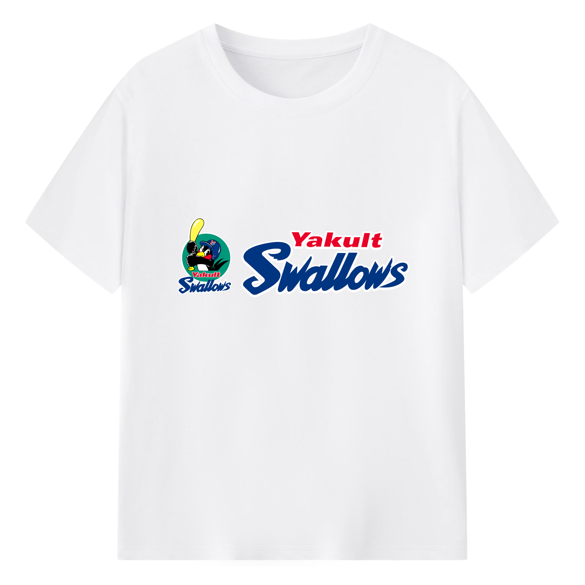 YAKULT SWALLOWS EMBLEM WORDMARK Logo - 綿100％ 半袖Tシャツ ・ フロントプリント ・ 快適 通気性 ・ 日常使い 散歩 スポーツ用