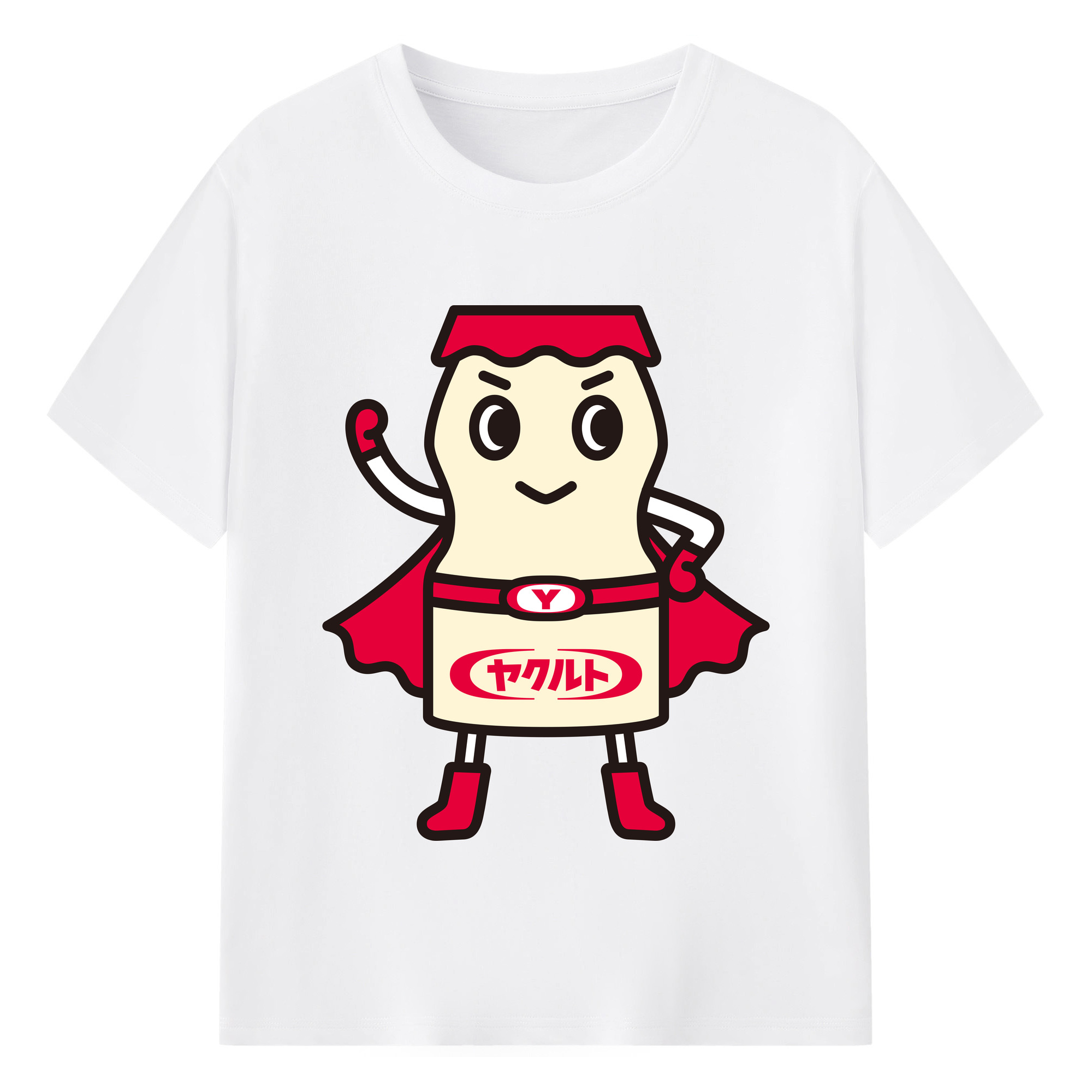 YAKULT YAKULTMAN ORIGINAL Logo - 綿100％ 半袖Tシャツ ・ フロントプリント ・ 快適 通気性 ・ 日常使い 散歩 スポーツ用