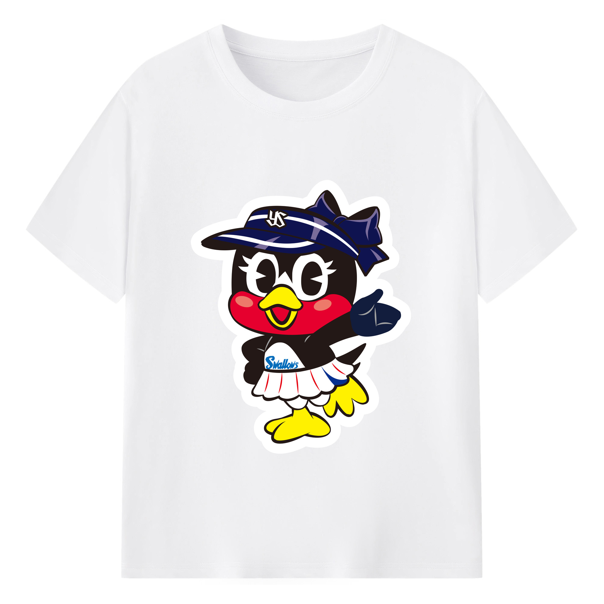 TOKYO YAKULT SWALLOWS MASCOT TSUBAMI ORIGINAL Logo - 綿100％ 半袖Tシャツ ・ フロントプリント ・ 快適 通気性 ・ 日常使い 散歩 スポーツ用