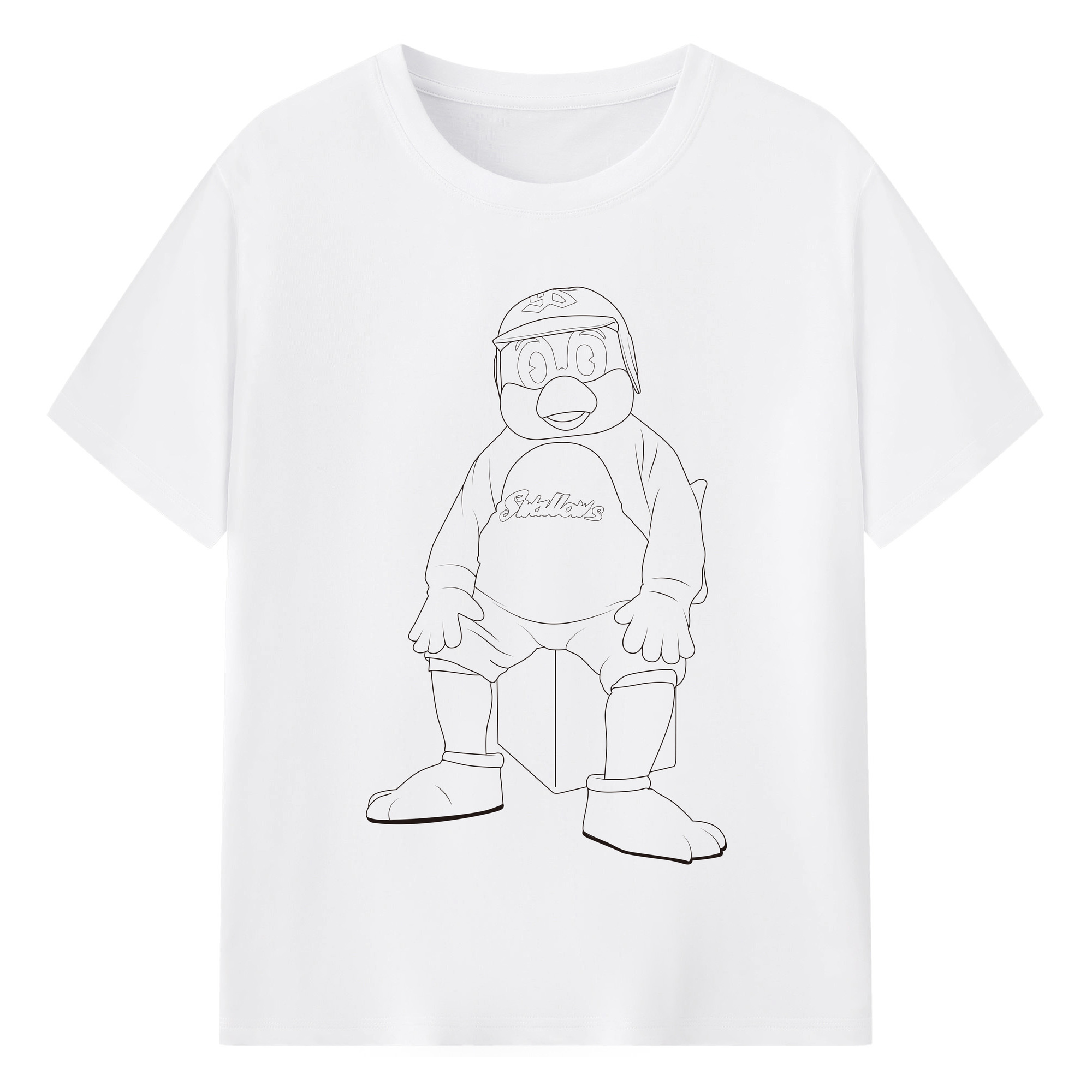 TOKYO YAKULT SWALLOWS MASCOT TSUBAKURO SPECIAL VERSION APPLICATION SEAT DOWN Logo - 綿100％ 半袖Tシャツ ・ フロントプリント ・ 快適 通気性 ・ 日常使い 散歩 スポーツ用