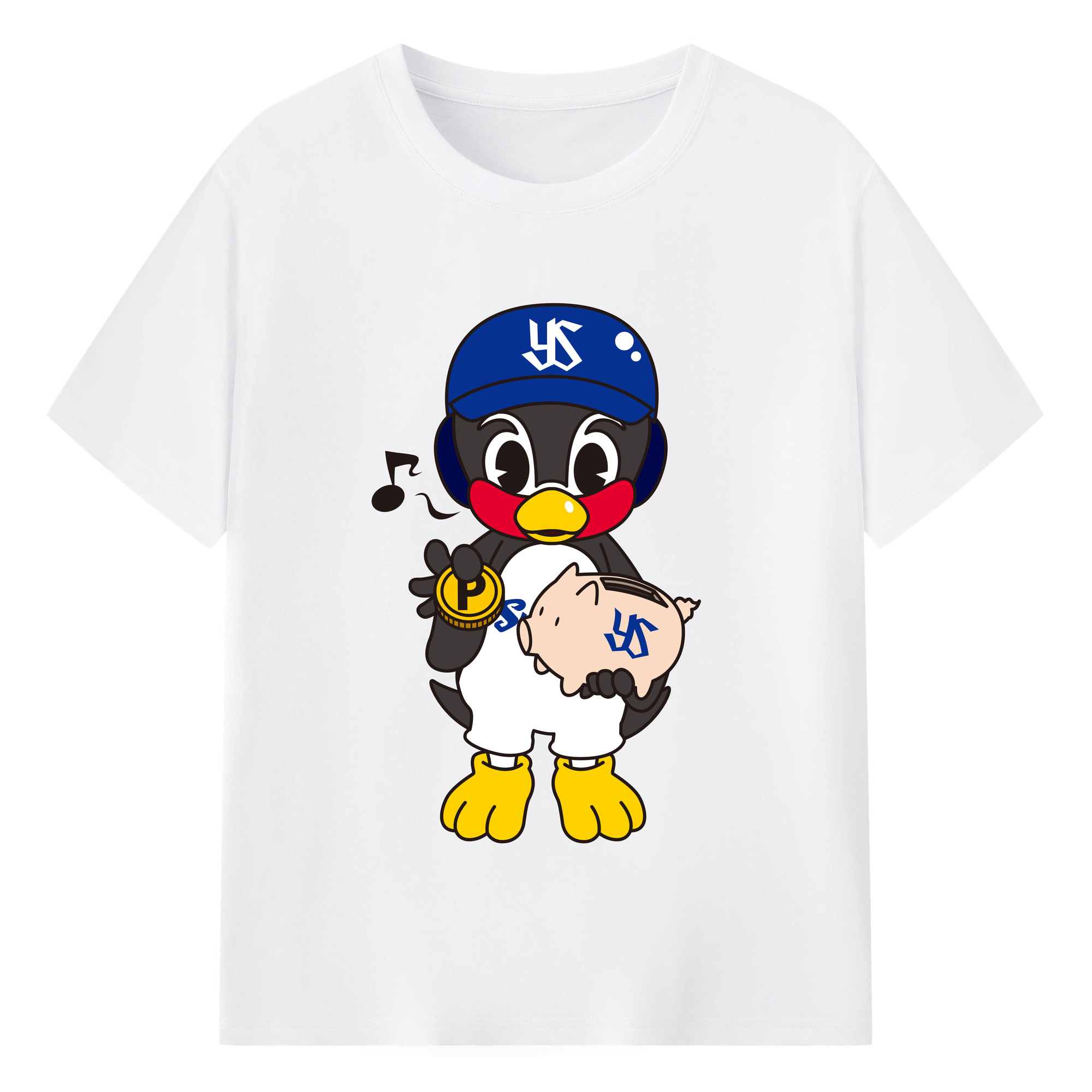 TOKYO YAKULT SWALLOWS MASCOT Logo - 綿100％ 半袖Tシャツ ・ フロントプリント ・ 快適 通気性 ・ 日常使い 散歩 スポーツ用