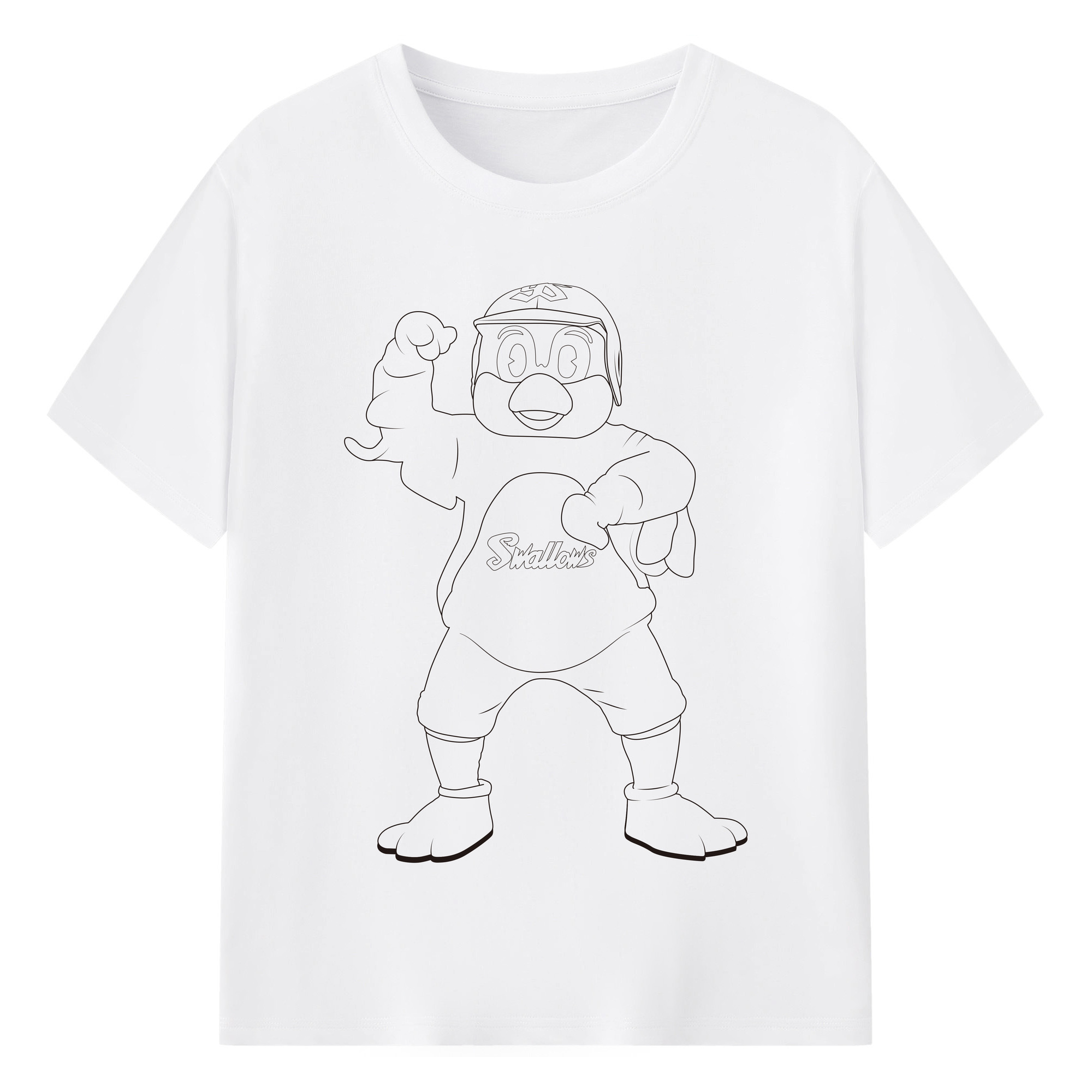 TOKYO YAKULT SWALLOWS MASCOT TSUBAKURO SPECIAL VERSION APPLICATION STANDING FIGHTING Logo - 綿100％ 半袖Tシャツ ・ フロントプリント ・ 快適 通気性 ・ 日常使い 散歩 スポーツ用