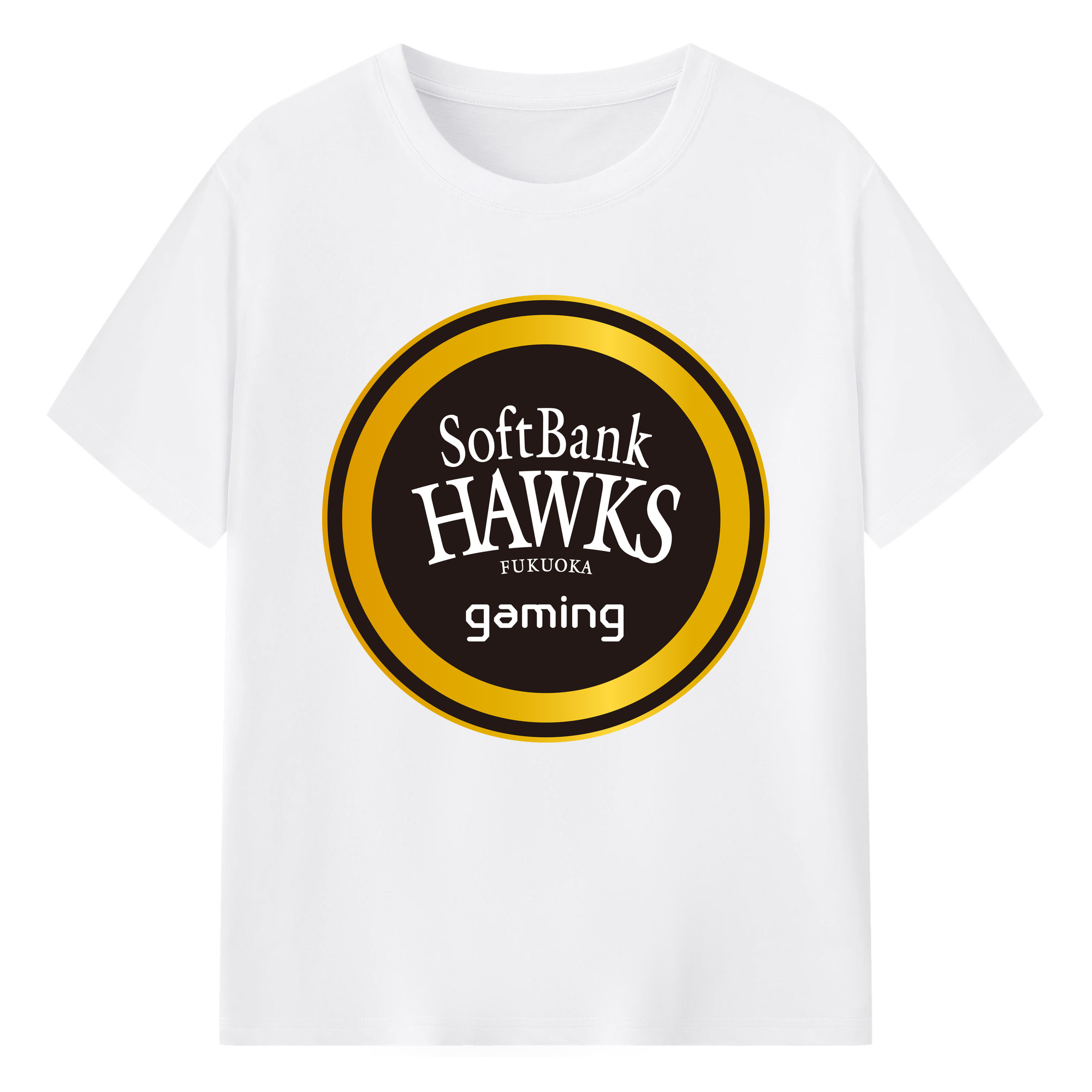 FUKUOKA SOFTBANK HAWKS GAMING Logo - 綿100％ 半袖Tシャツ ・ フロントプリント ・ 快適 通気性 ・ 日常使い 散歩 スポーツ用