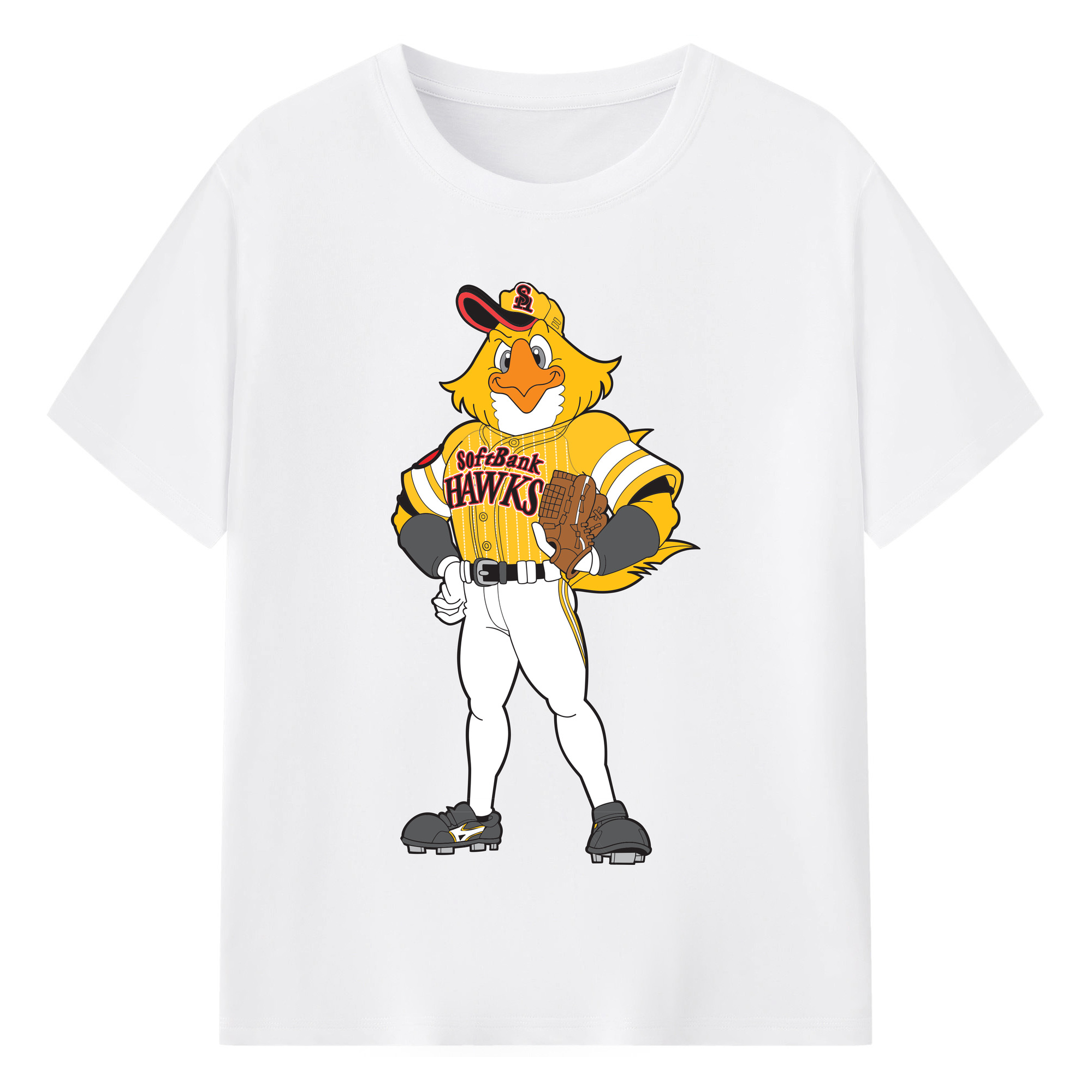 FUKUOKA SOFTBANK HAWKS MASCOT HARRY HAWK APPLICATION TAKA NO SAITEN 2015 Logo - 綿100％ 半袖Tシャツ ・ フロントプリント ・ 快適 通気性 ・ 日常使い 散歩 スポーツ用