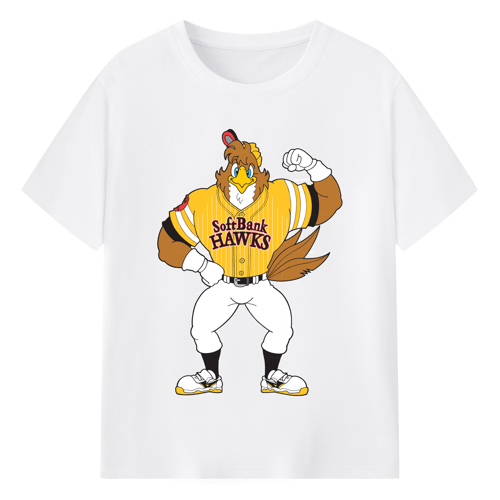 FUKUOKA SOFTBANK HAWKS MASCOT HERCULY HAWK APPLICATION TAKA NO SAITEN 2015 Logo - 綿100％ 半袖Tシャツ ・ フロントプリント ・ 快適 通気性 ・ 日常使い 散歩 スポーツ用