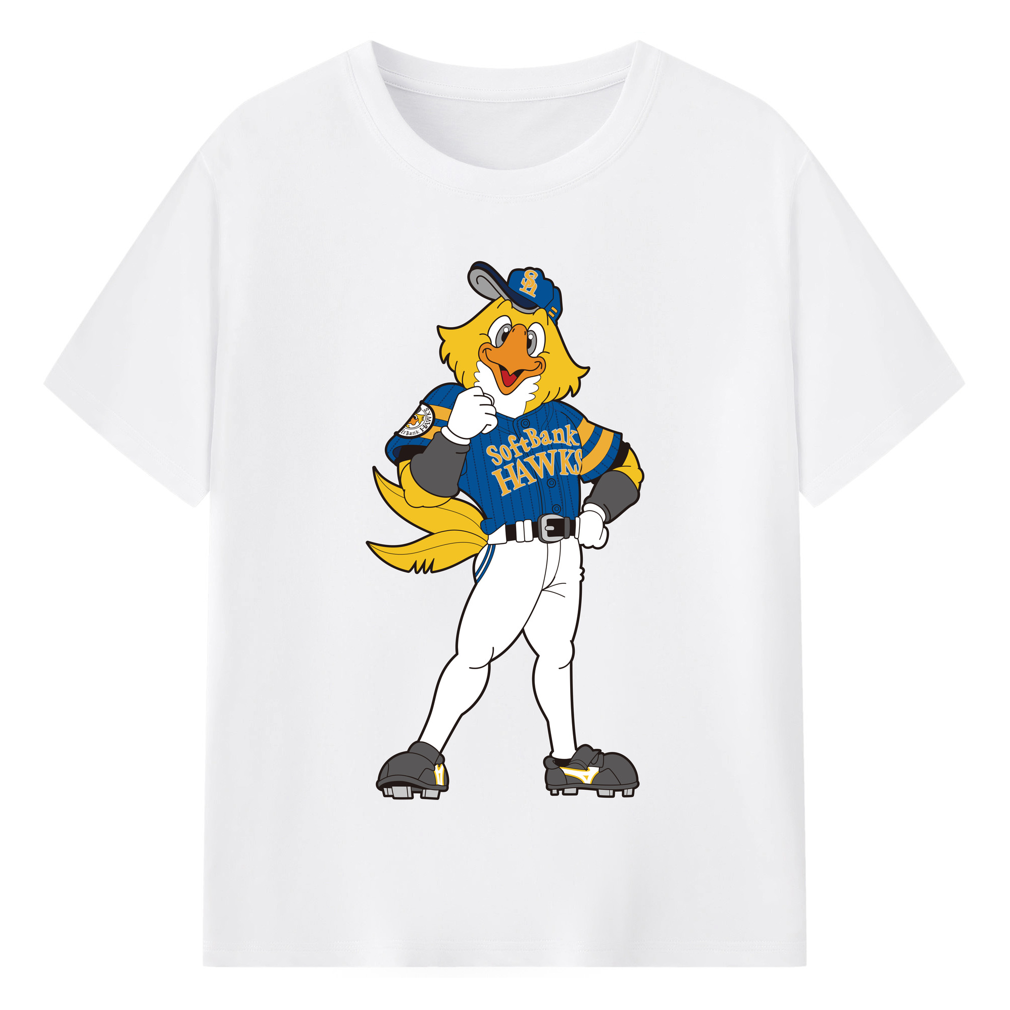 FUKUOKA SOFTBANK HAWKS MASCOT HARRY HAWK APPLICATION TAKA NO SAITEN 2016 Logo - 綿100％ 半袖Tシャツ ・ フロントプリント ・ 快適 通気性 ・ 日常使い 散歩 スポーツ用