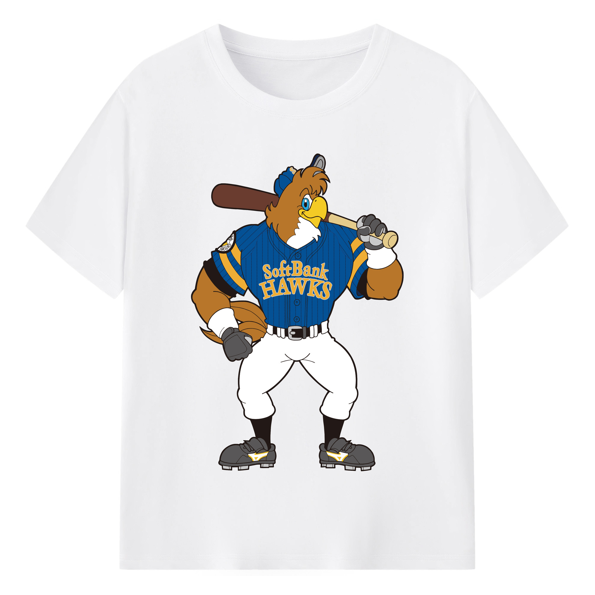 FUKUOKA SOFTBANK HAWKS MASCOT HERCULY HAWK APPLICATION TAKA NO SAITEN 2016 Logo - 綿100％ 半袖Tシャツ ・ フロントプリント ・ 快適 通気性 ・ 日常使い 散歩 スポーツ用