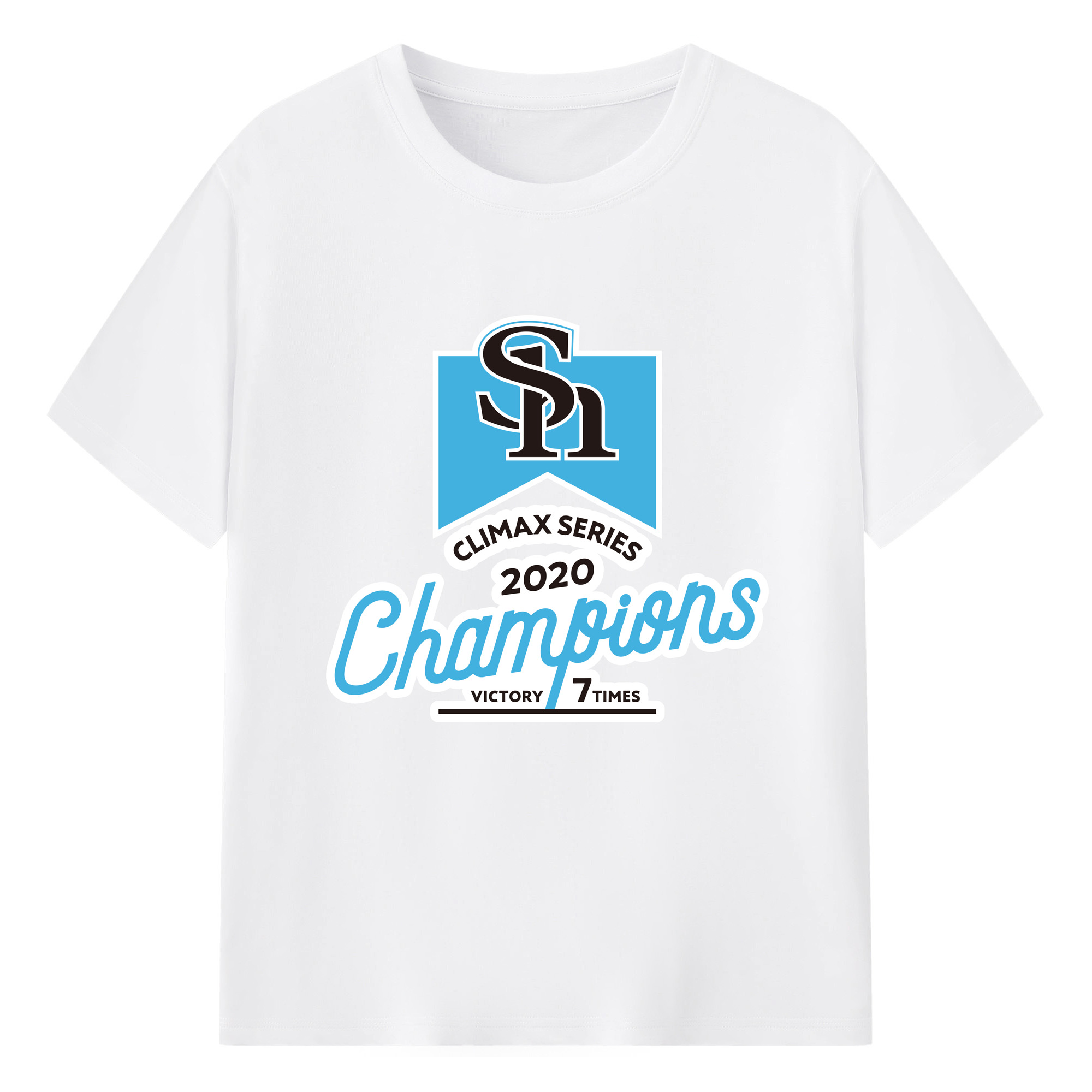 FUKUOKA SOFTBANK HAWKS CLIMAX SERIES CHAMPIONS 2020 Logo - 綿100％ 半袖Tシャツ ・ フロントプリント ・ 快適 通気性 ・ 日常使い 散歩 スポーツ用