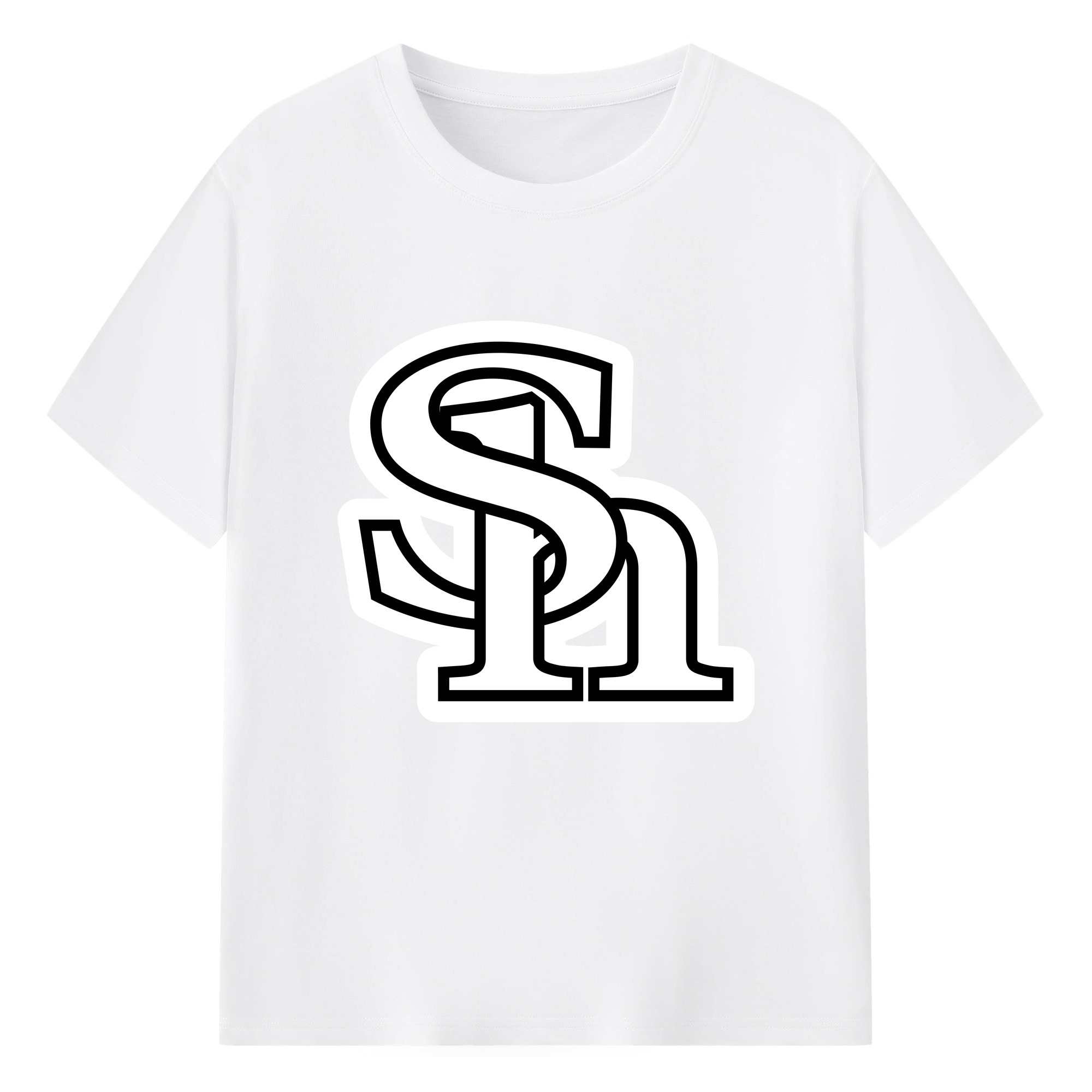 FUKUOKA SOFTBANK HAWKS SYMBOL APPLICATION BLACK AND WHITE Logo - 綿100％ 半袖Tシャツ ・ フロントプリント ・ 快適 通気性 ・ 日常使い 散歩 スポーツ用