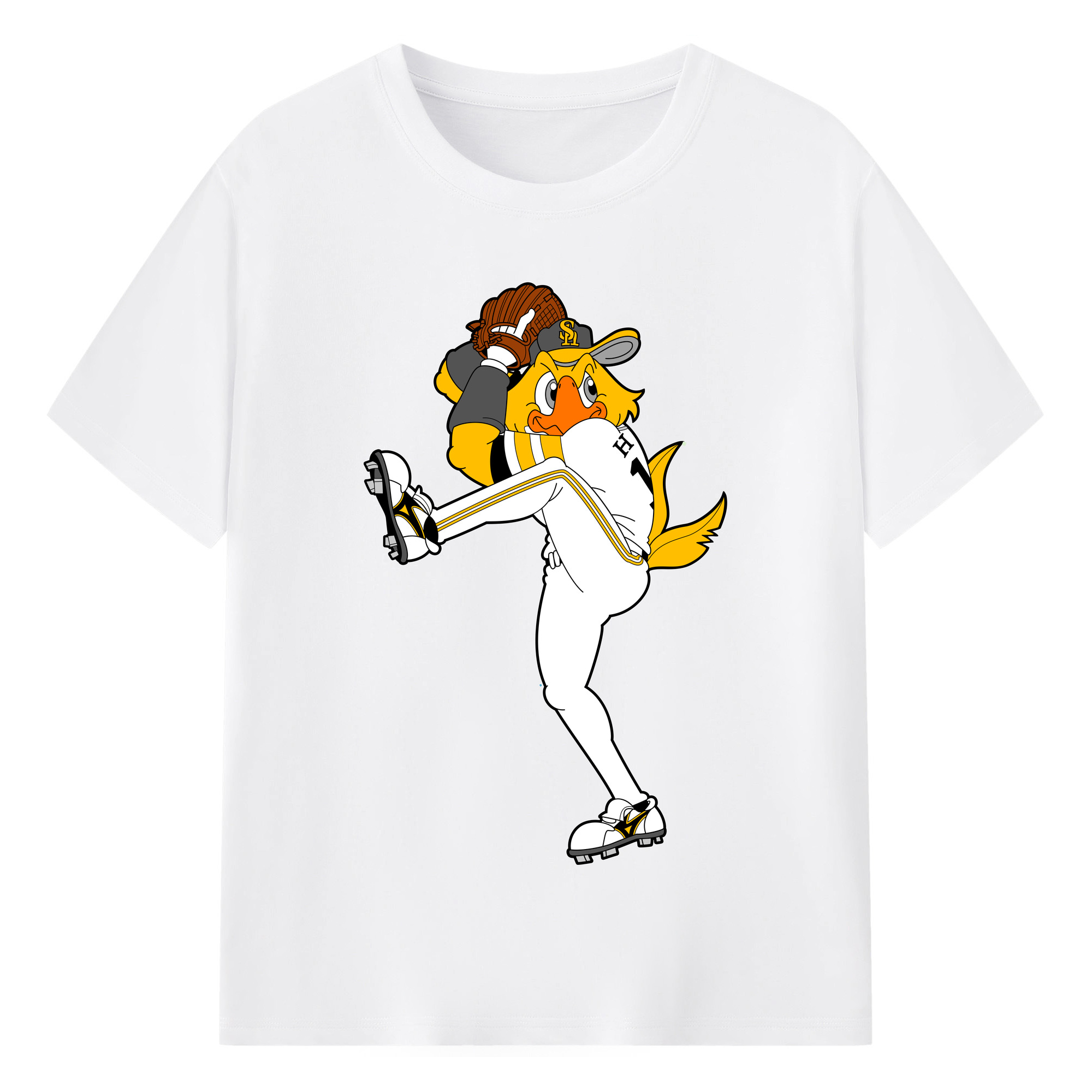 FUKUOKA SOFTBANK HAWKS MASCOT HARRY HAWK APPLICATION WIND UP Logo - 綿100％ 半袖Tシャツ ・ フロントプリント ・ 快適 通気性 ・ 日常使い 散歩 スポーツ用