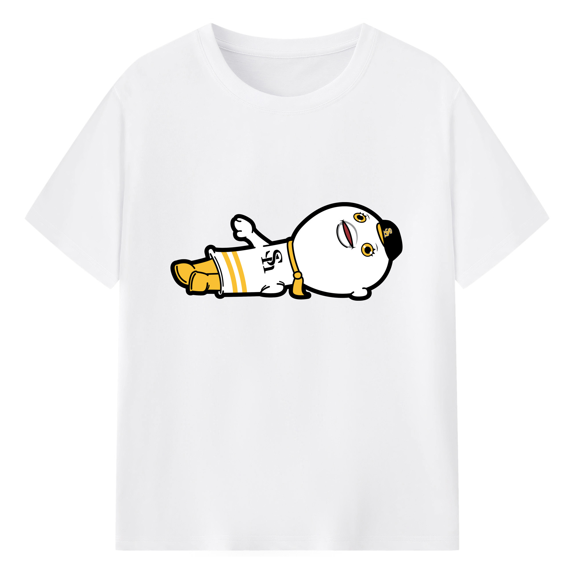 FUKUOKA SOFTBANK HAWKS MASCOT FUSANG APPLICATION LIE DOWN Logo - 綿100％ 半袖Tシャツ ・ フロントプリント ・ 快適 通気性 ・ 日常使い 散歩 スポーツ用