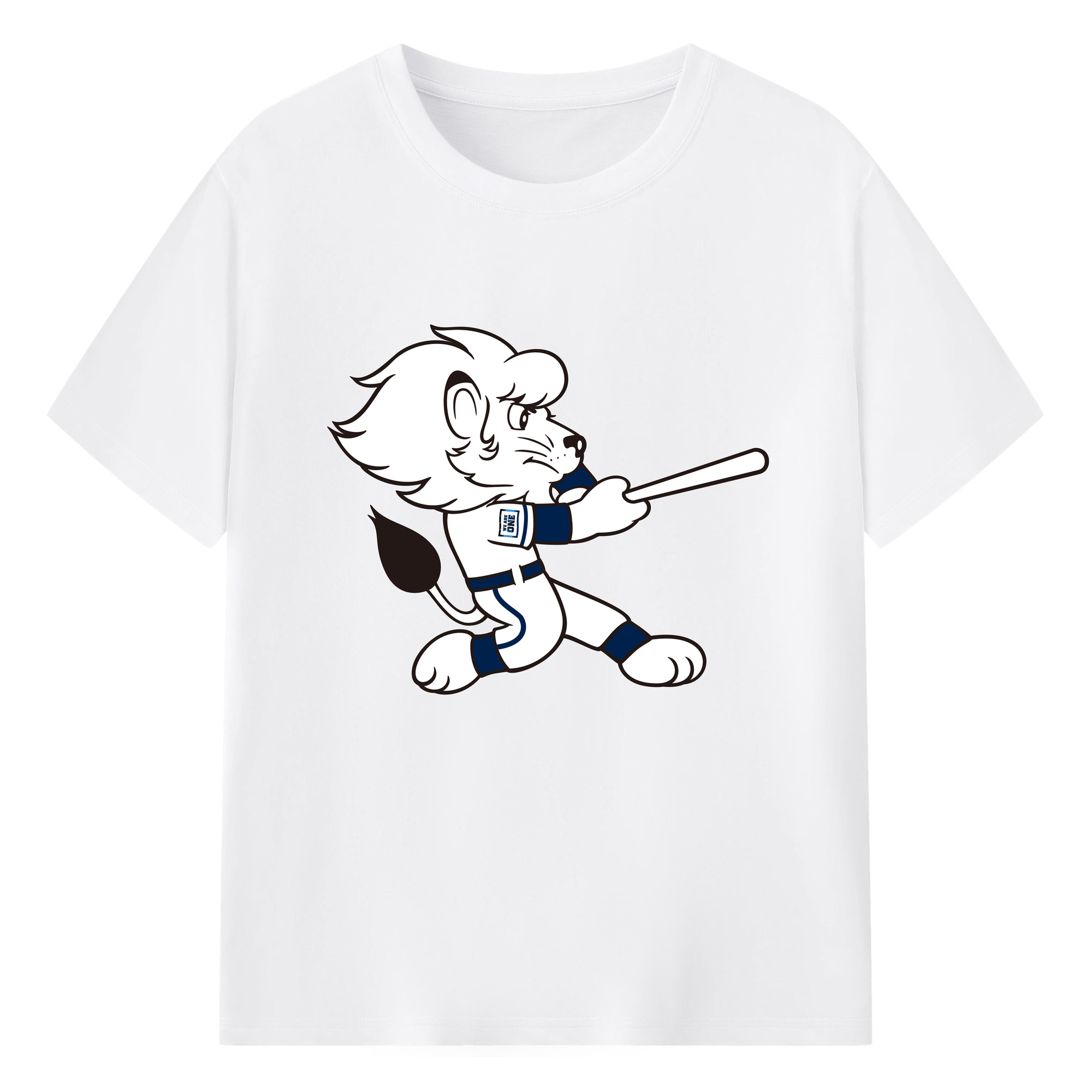 SAITAMA SEIBU LIONS MASCOT LEO APPLICATION BATTING WE ARE THE ONE Logo - 綿100％ 半袖Tシャツ ・ フロントプリント ・ 快適 通気性 ・ 日常使い 散歩 スポーツ用