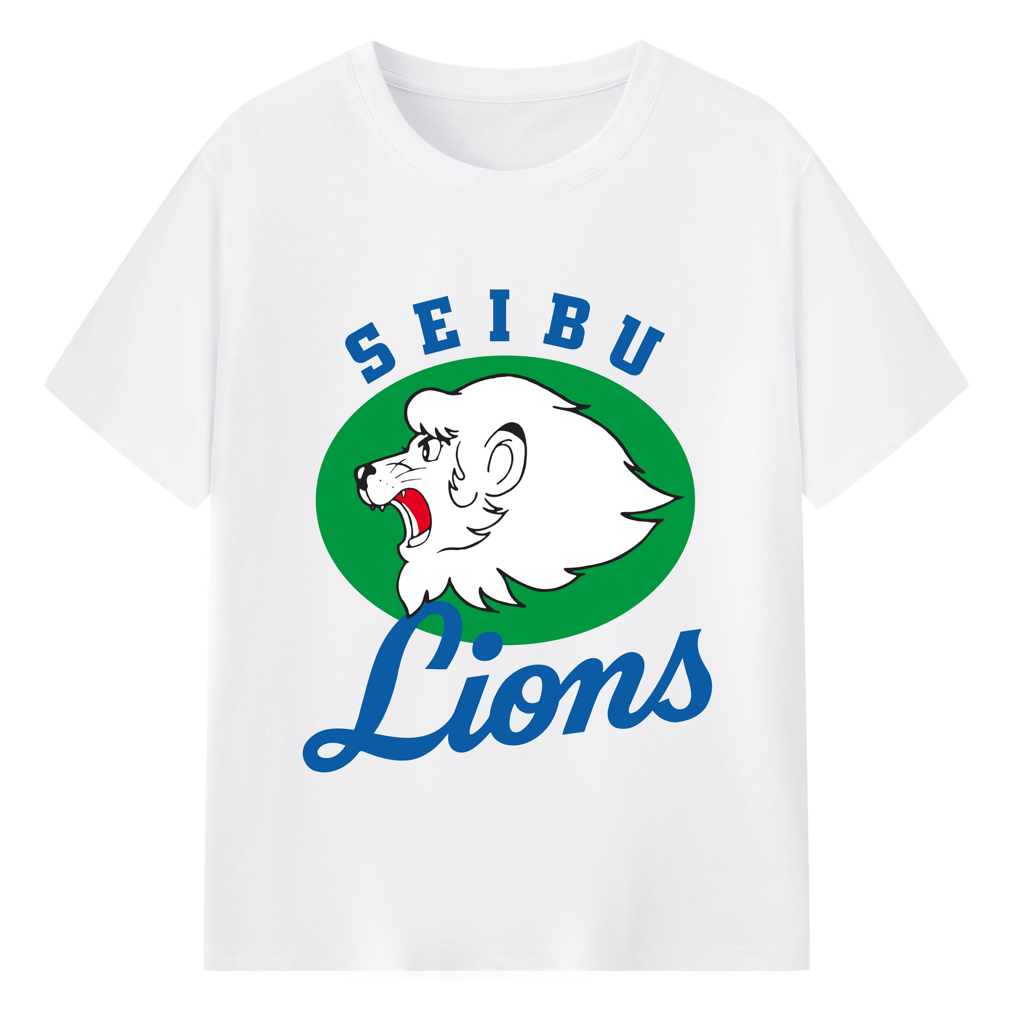 SEIBU LIONS ORIGINAL EMBLEM Logo - 綿100％ 半袖Tシャツ ・ フロントプリント ・ 快適 通気性 ・ 日常使い 散歩 スポーツ用