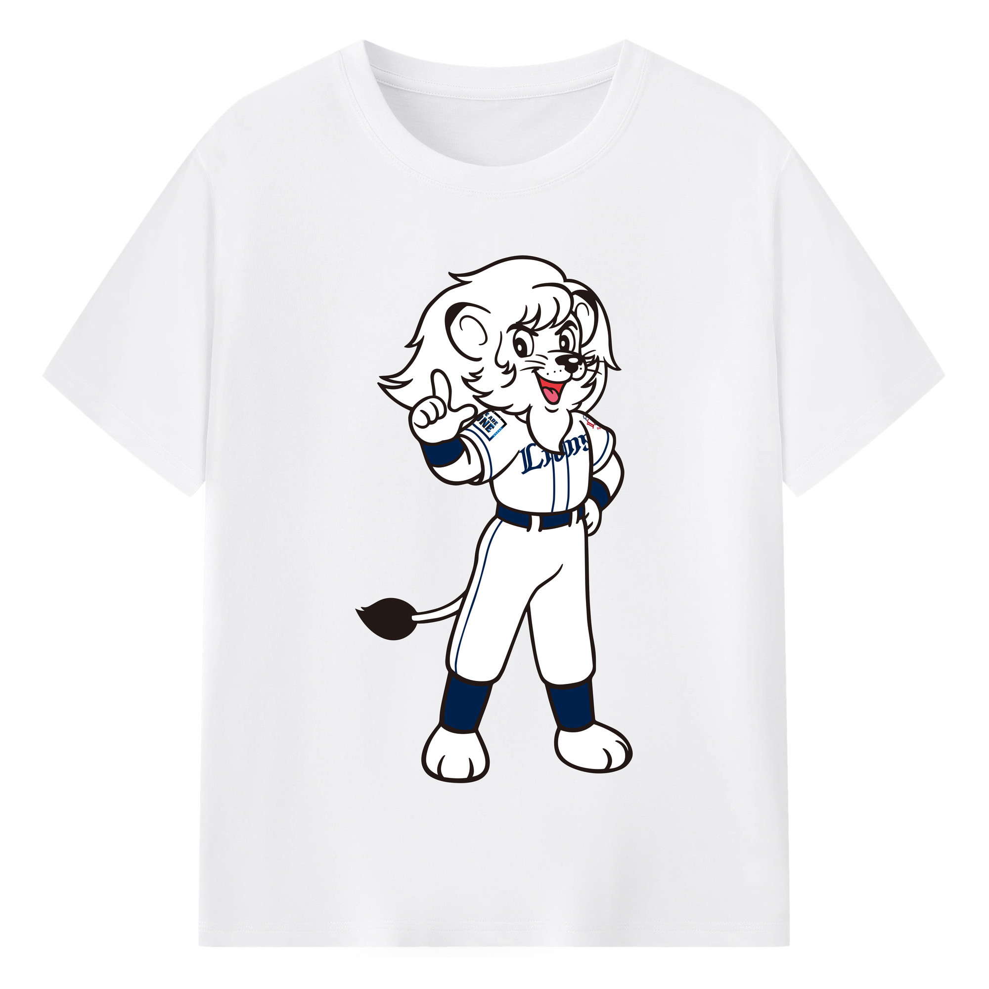 SAITAMA SEIBU LIONS MASCOT LEO 70TH ANNIVERSARY ORIGINAL Logo - 綿100％ 半袖Tシャツ ・ フロントプリント ・ 快適 通気性 ・ 日常使い 散歩 スポーツ用