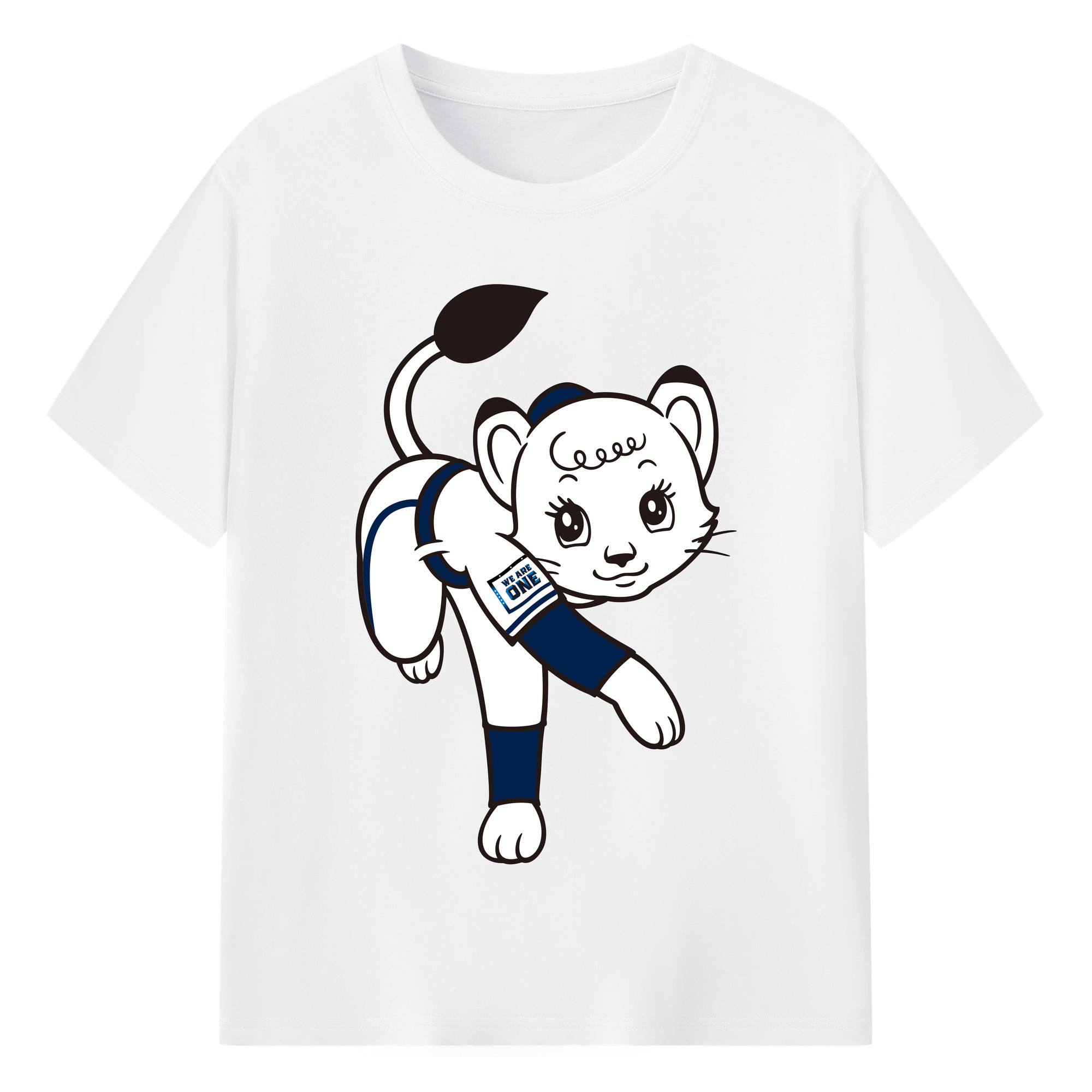 SAITAMA SEIBU LIONS MASCOT LINA APPLICATION PITCHING WE ARE THE ONE Logo - 綿100％ 半袖Tシャツ ・ フロントプリント ・ 快適 通気性 ・ 日常使い 散歩 スポーツ用