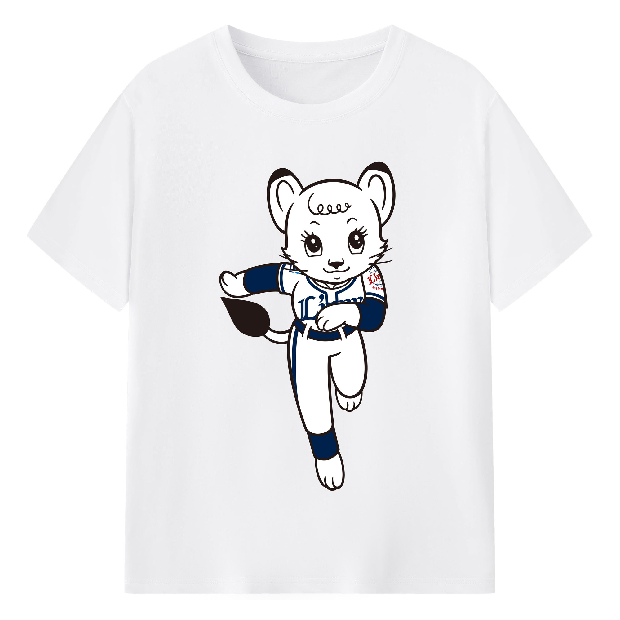 SAITAMA SEIBU LIONS MASCOT LINA APPLICATION RUNNING WE ARE THE ONE Logo - 綿100％ 半袖Tシャツ ・ フロントプリント ・ 快適 通気性 ・ 日常使い 散歩 スポーツ用
