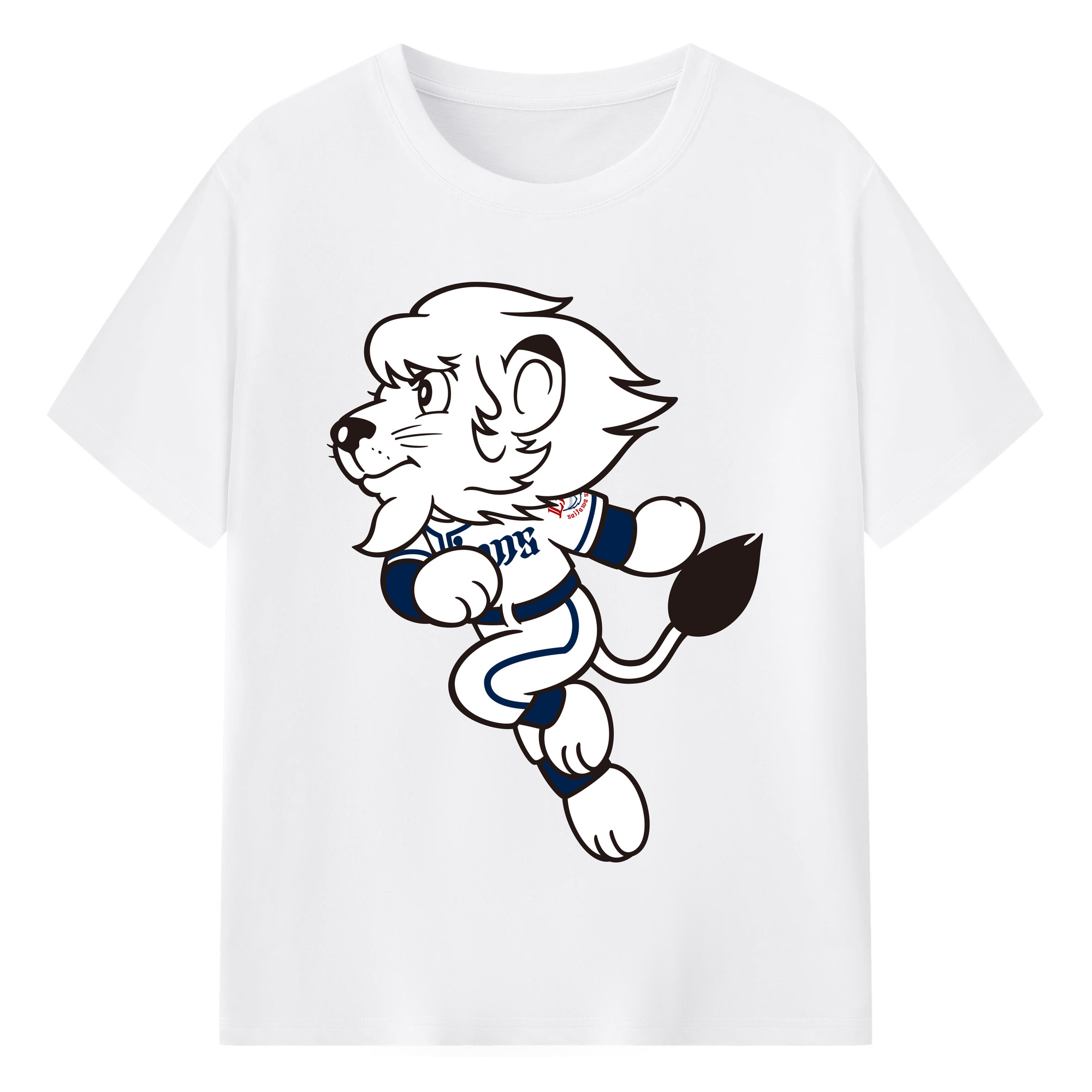 SAITAMA SEIBU LIONS MASCOT LEO APPLICATION RUNNING WE ARE THE ONE Logo - 綿100％ 半袖Tシャツ ・ フロントプリント ・ 快適 通気性 ・ 日常使い 散歩 スポーツ用