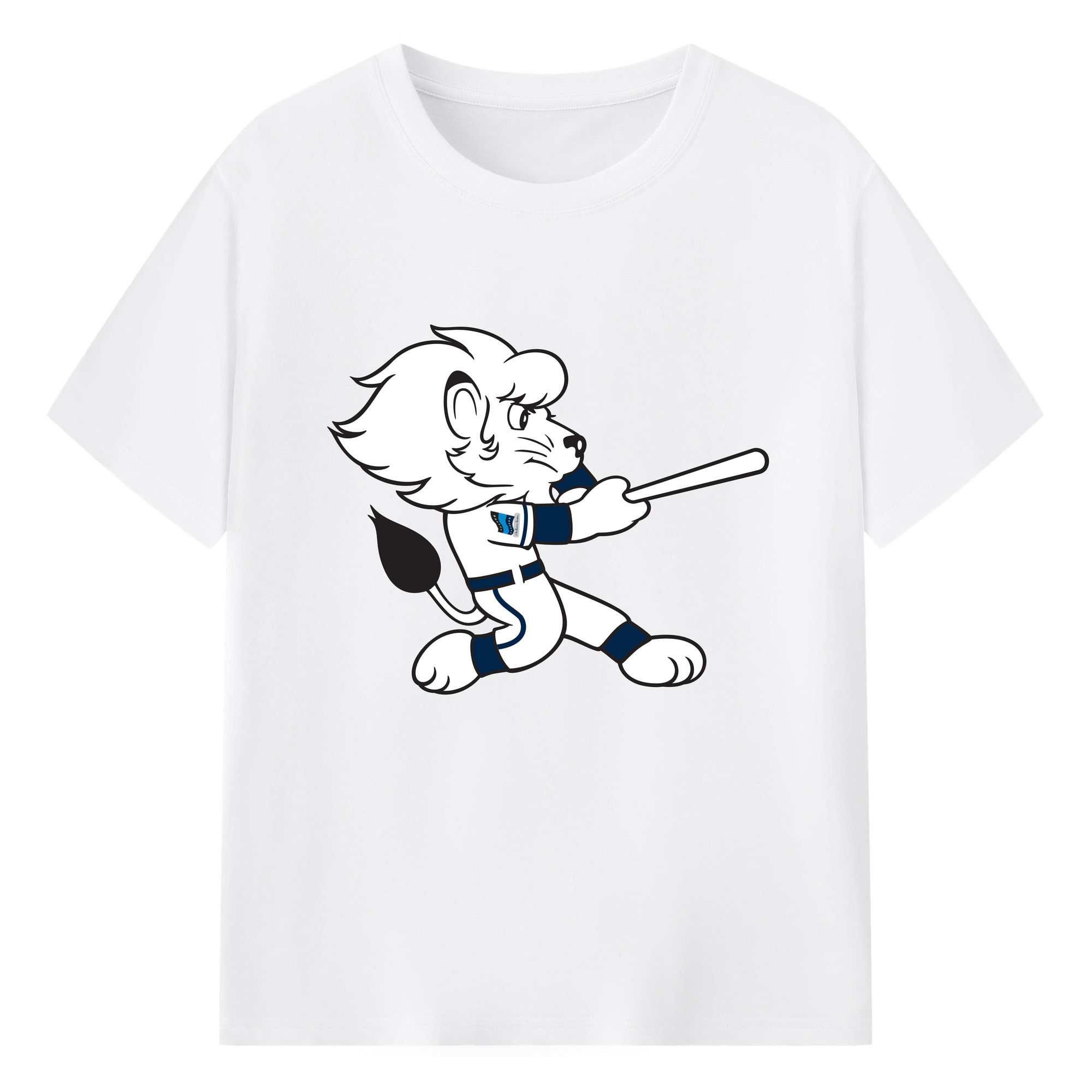 SAITAMA SEIBU LIONS MASCOT LEO BATTING APPLICATION Logo - 綿100％ 半袖Tシャツ ・ フロントプリント ・ 快適 通気性 ・ 日常使い 散歩 スポーツ用