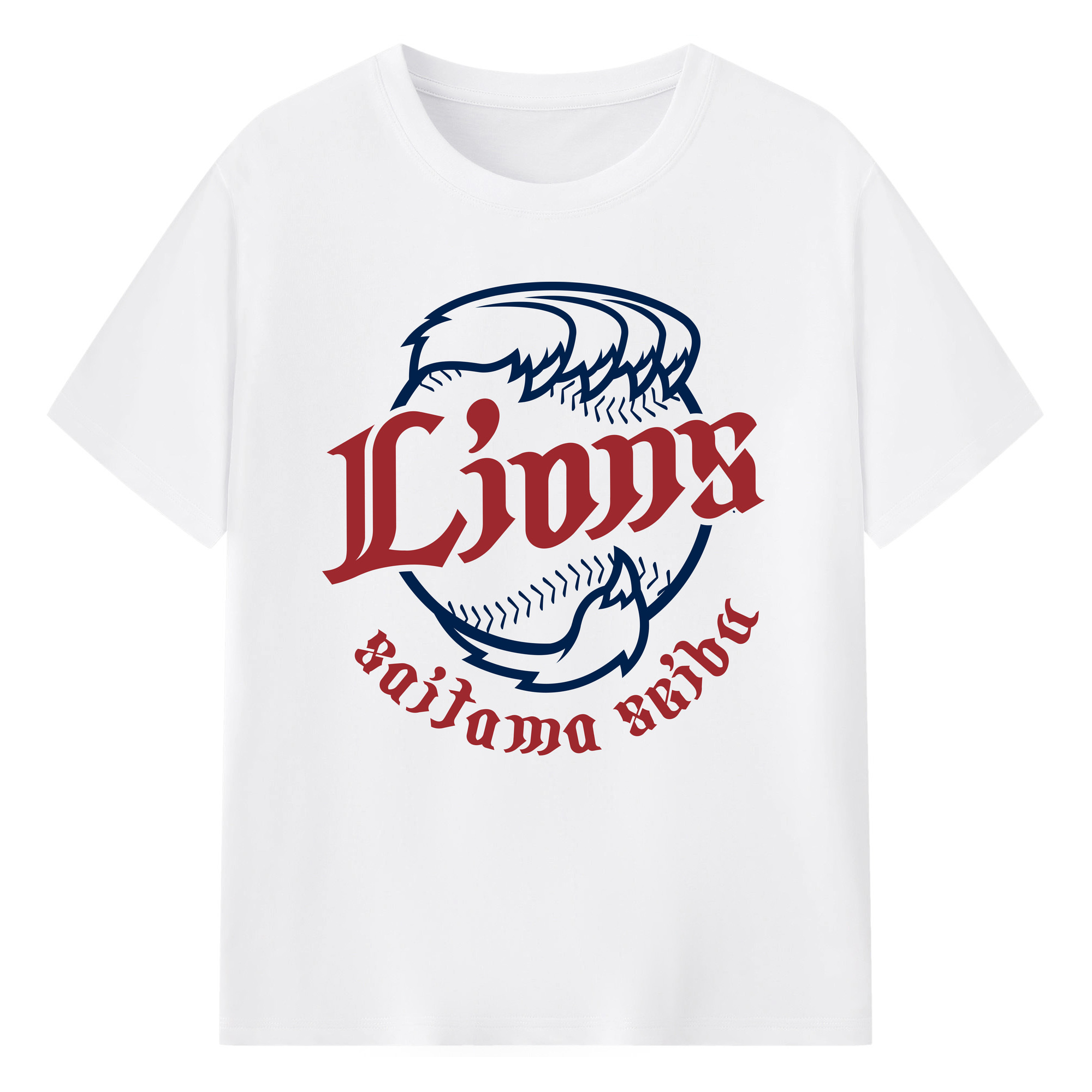 Saitama Seibu Lions Logo - 綿100％ 半袖Tシャツ ・ フロントプリント ・ 快適 通気性 ・ 日常使い 散歩 スポーツ用