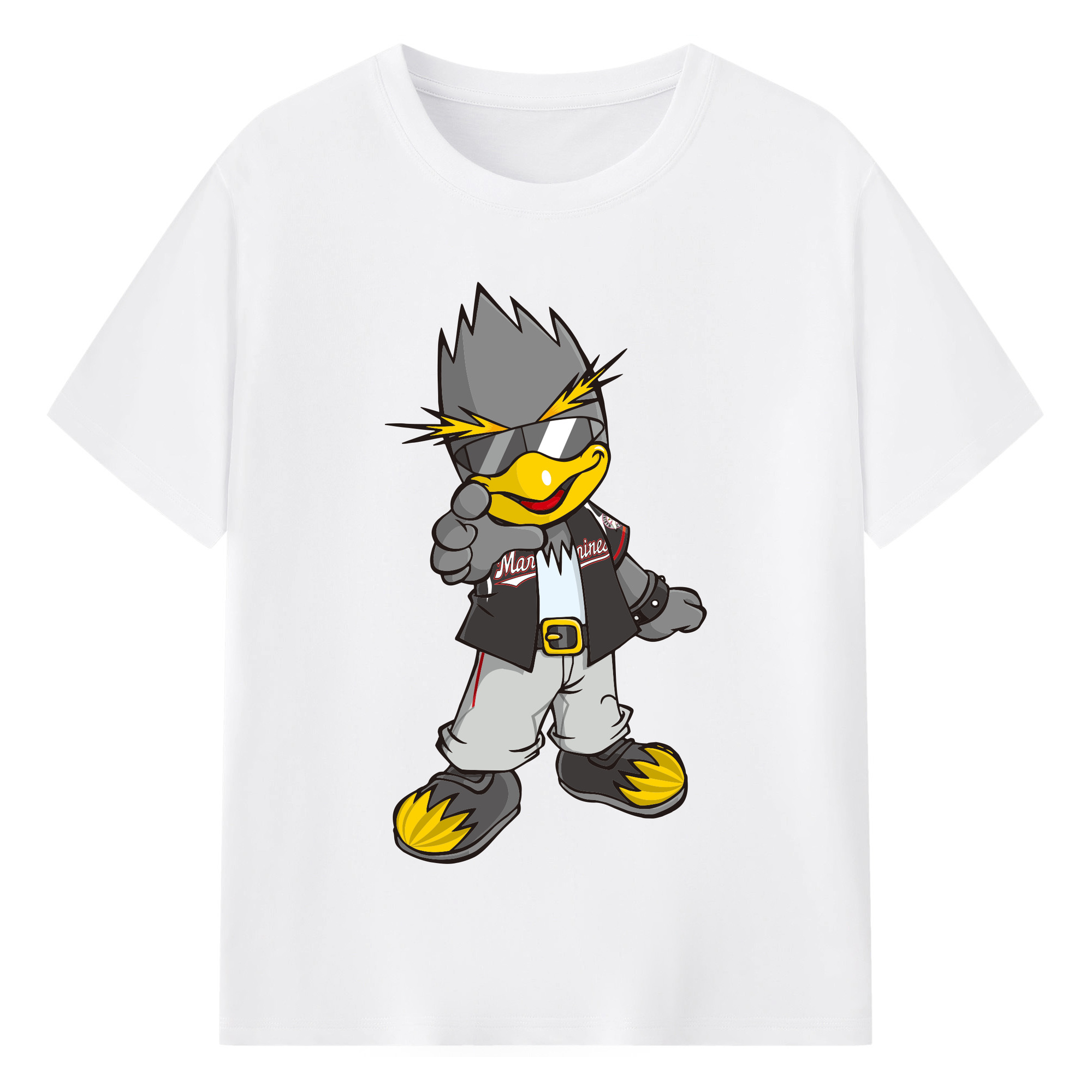 CHIBA LOTTE MARINES MASCOT COOL ORIGINAL Logo - 綿100％ 半袖Tシャツ ・ フロントプリント ・ 快適 通気性 ・ 日常使い 散歩 スポーツ用