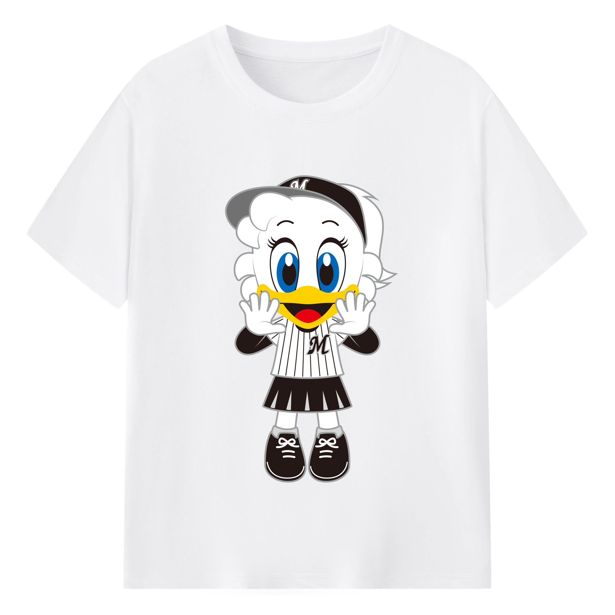 CHIBA LOTTE MARINES MASCOT RINE-CHAN 2022 Logo - 綿100％ 半袖Tシャツ ・ フロントプリント ・ 快適 通気性 ・ 日常使い 散歩 スポーツ用