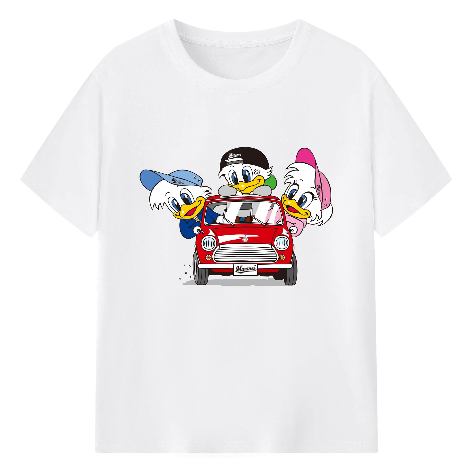 CHIBA LOTTE MARINES MASCOT CAR Logo - 綿100％ 半袖Tシャツ ・ フロントプリント ・ 快適 通気性 ・ 日常使い 散歩 スポーツ用