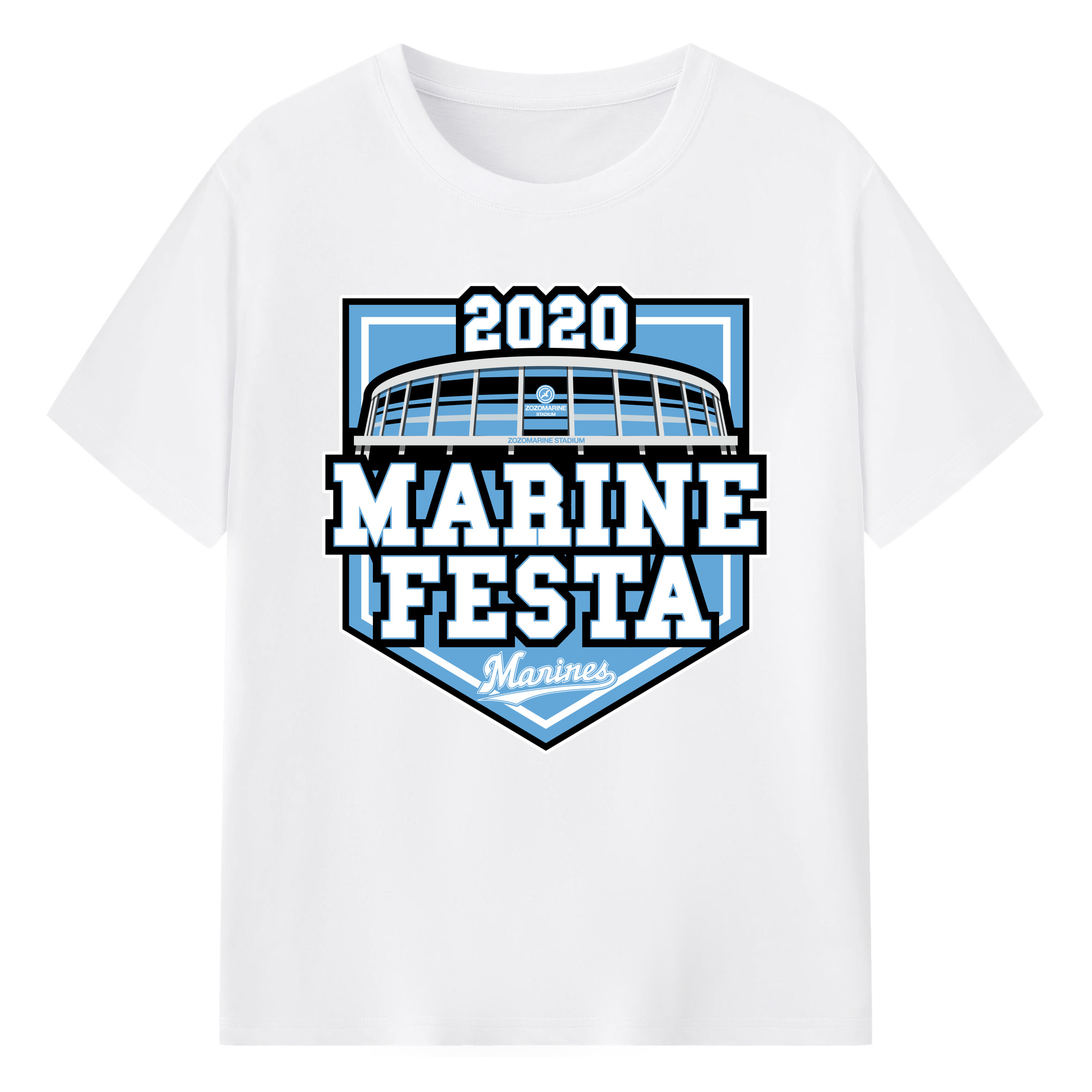 CHIBA LOTTE MARINES MARINE FESTA 2020 Logo - 綿100％ 半袖Tシャツ ・ フロントプリント ・ 快適 通気性 ・ 日常使い 散歩 スポーツ用